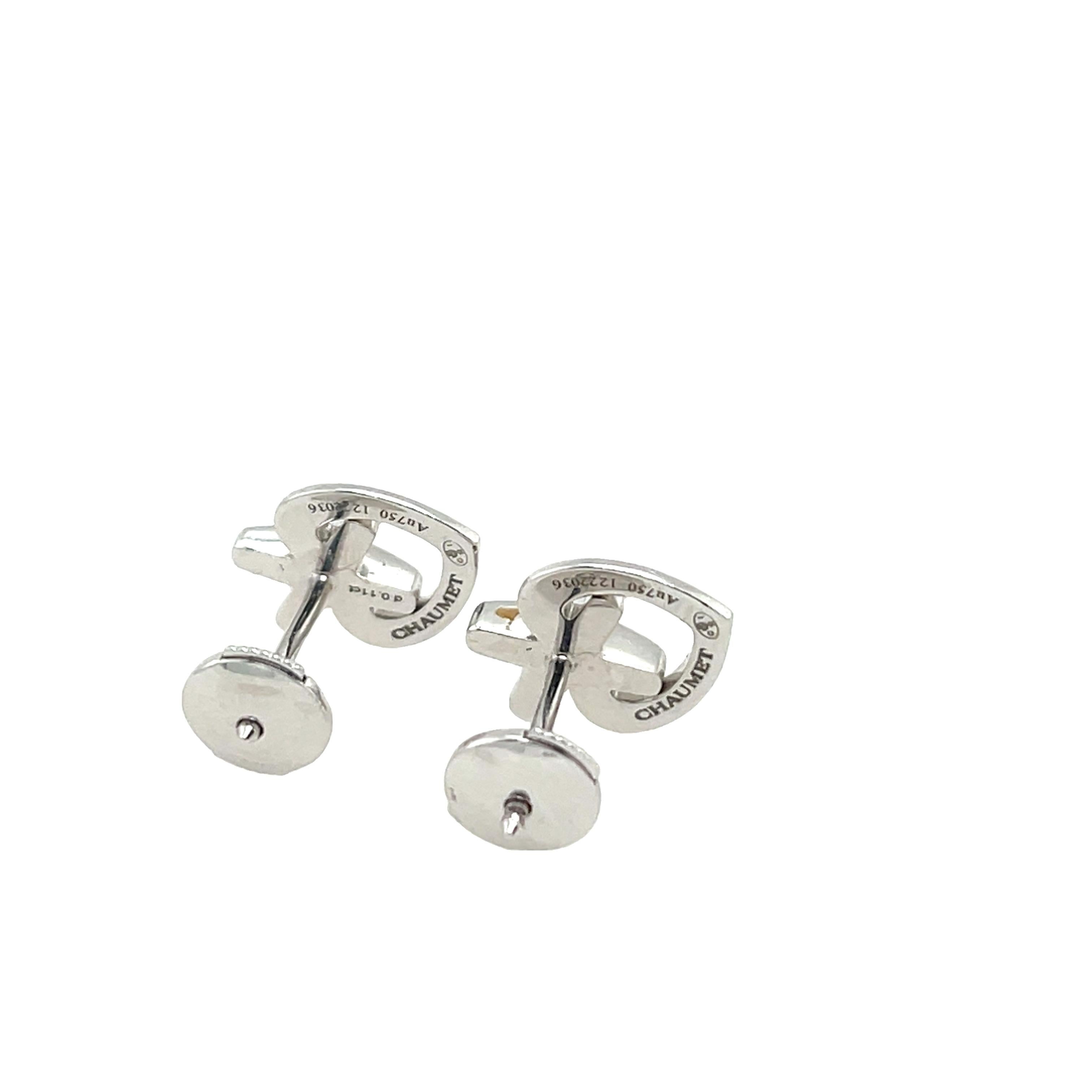 Round Cut Chaumet 18ct White Gold Diamond Stud Earrings For Sale