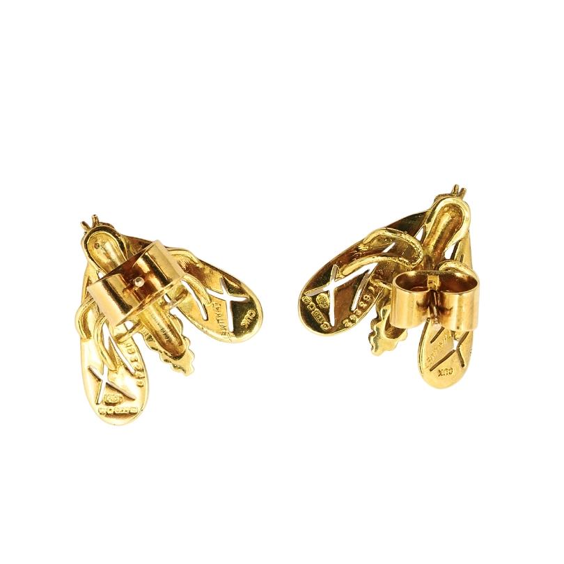 Women's Chaumet 18k Gold Diamond Bee Earrings For Sale