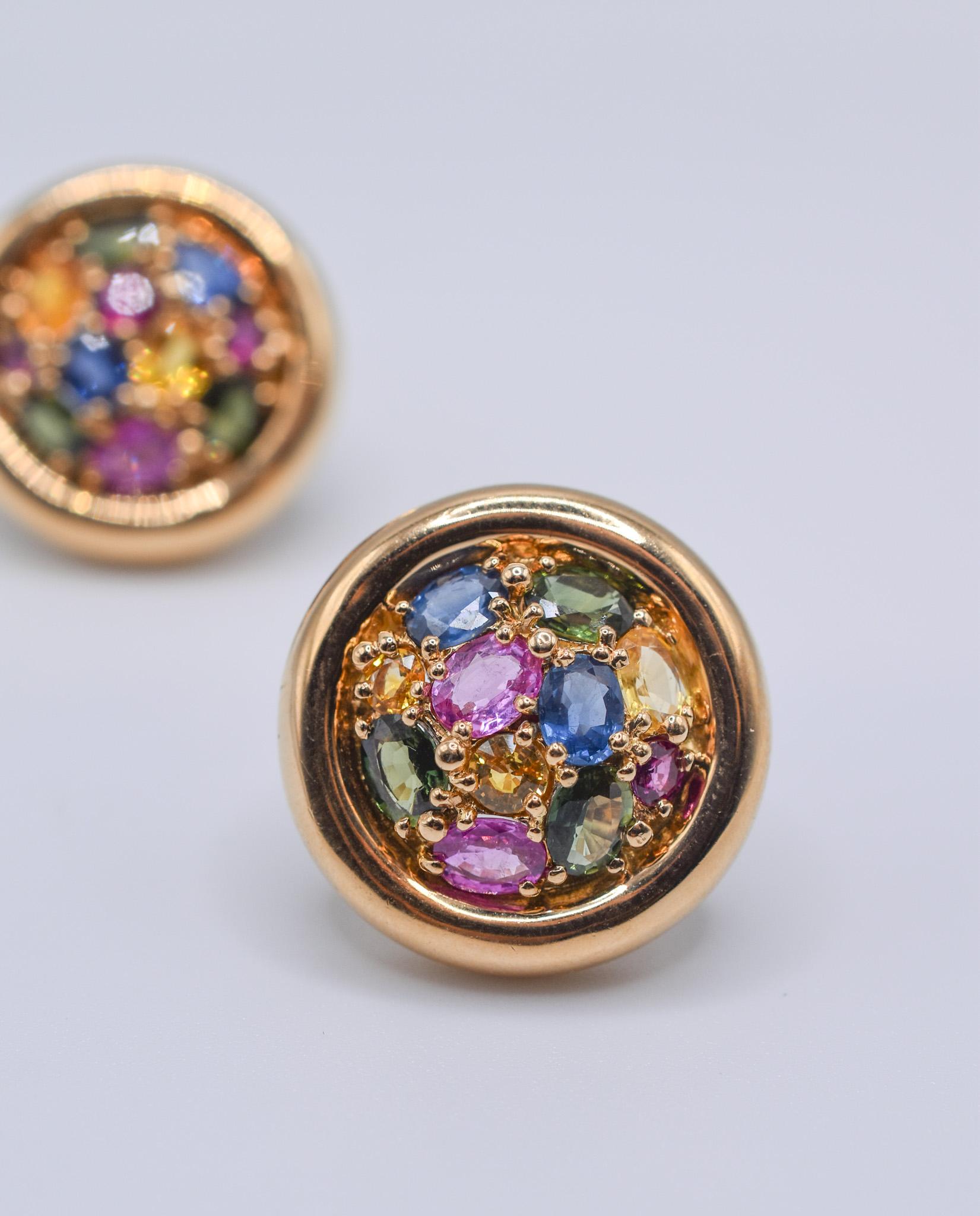 Chaumet 18k Gold Multi-colour Sapphire Earrings and Ring Set For Sale 2