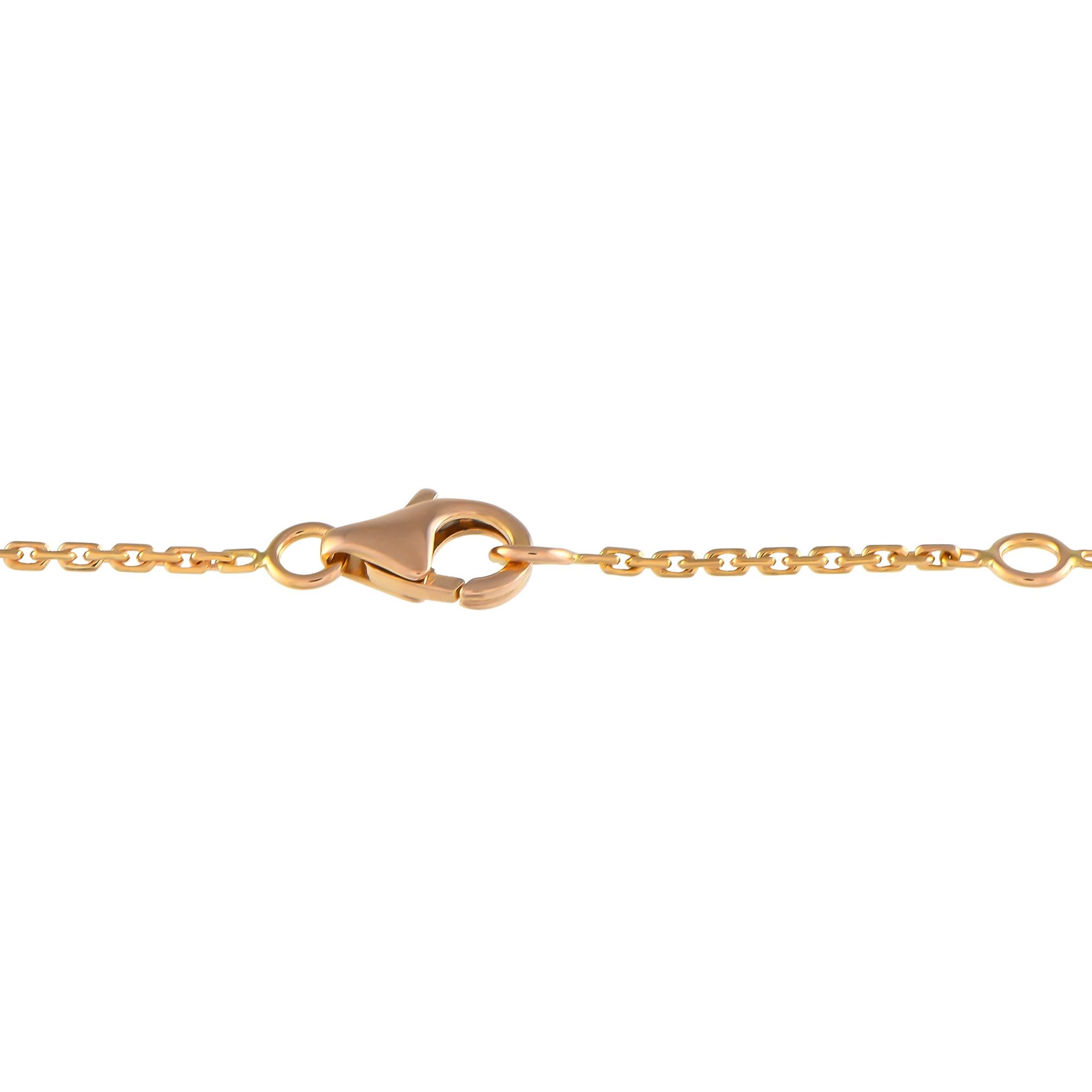 Round Cut Chaumet 18K Rose Gold Diamond and Smokey Topaz Necklace