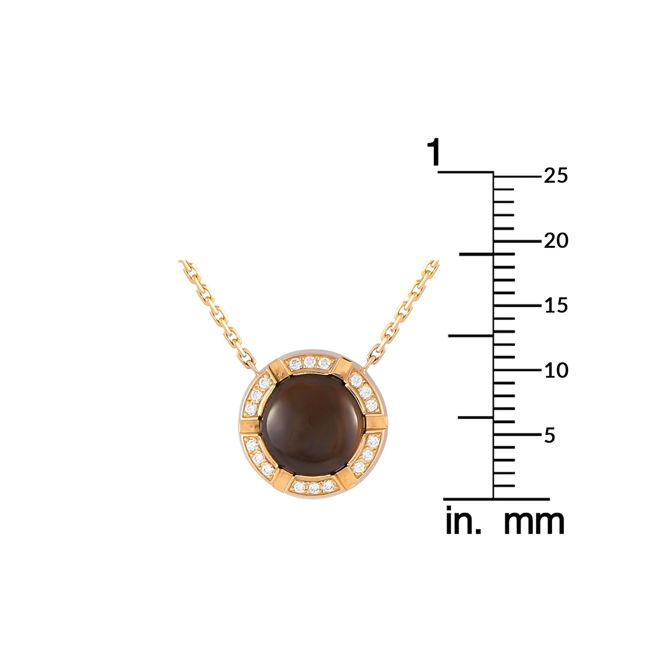 Women's Chaumet 18K Rose Gold Diamond and Smokey Topaz Necklace