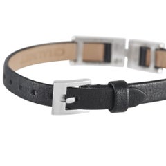 Chaumet 18k White Gold 0.10 Carat Diamond Leather Bracelet