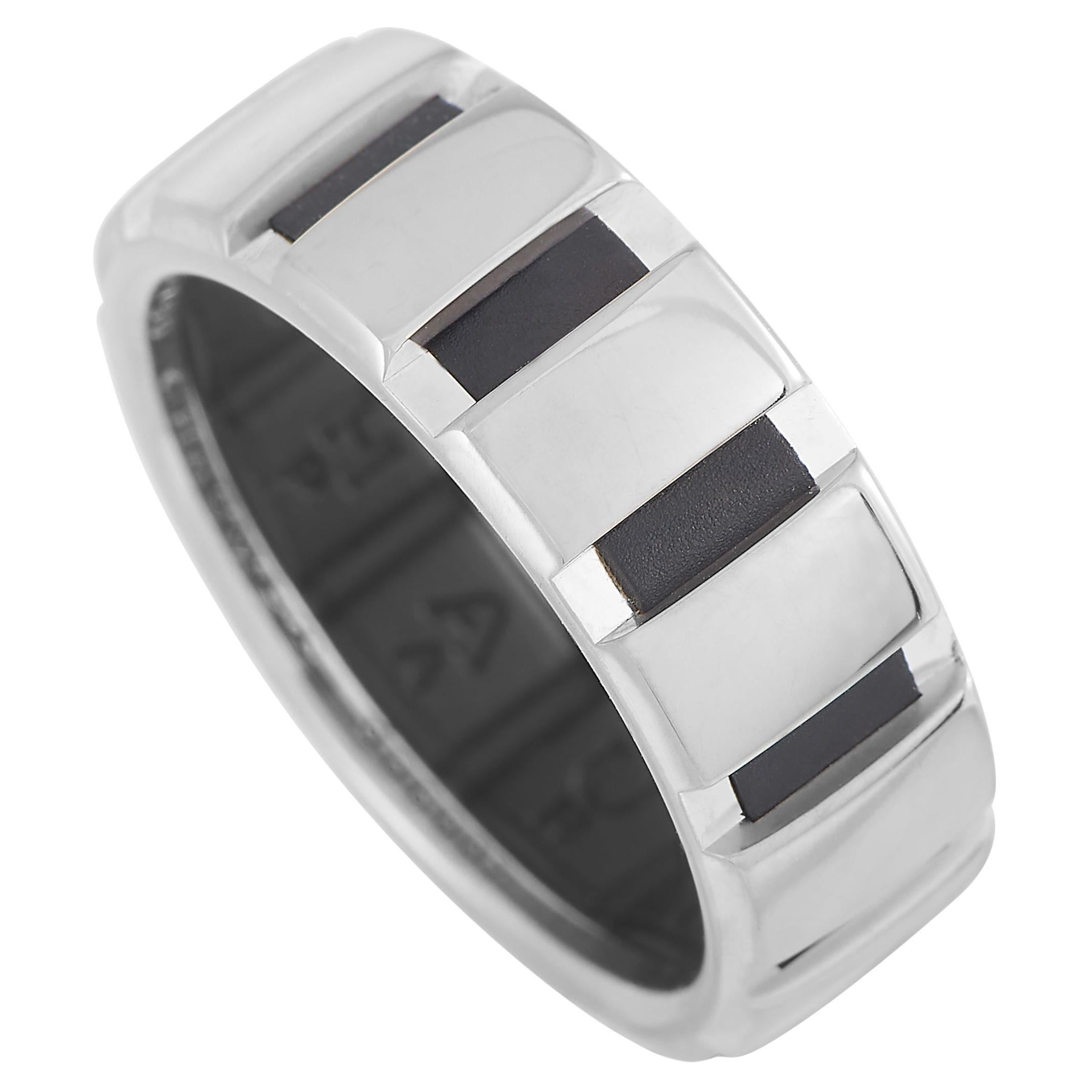 Chaumet 18K White Gold Black Rubber Band Ring For Sale