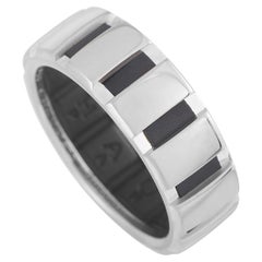 Chaumet Bague jonc en or blanc 18 carats et caoutchouc noir