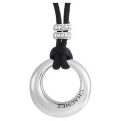 Chaumet - Collier à cordon en or blanc 18 carats avec pendentif en forme de cercle et diamant