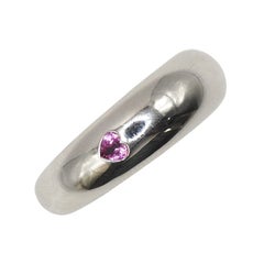 Chaumet 18K White Gold Heart Pink Sapphire Bombe Band Ring