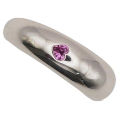 Chaumet 18K White Gold Heart Pink Sapphire Bombe Band Ring
