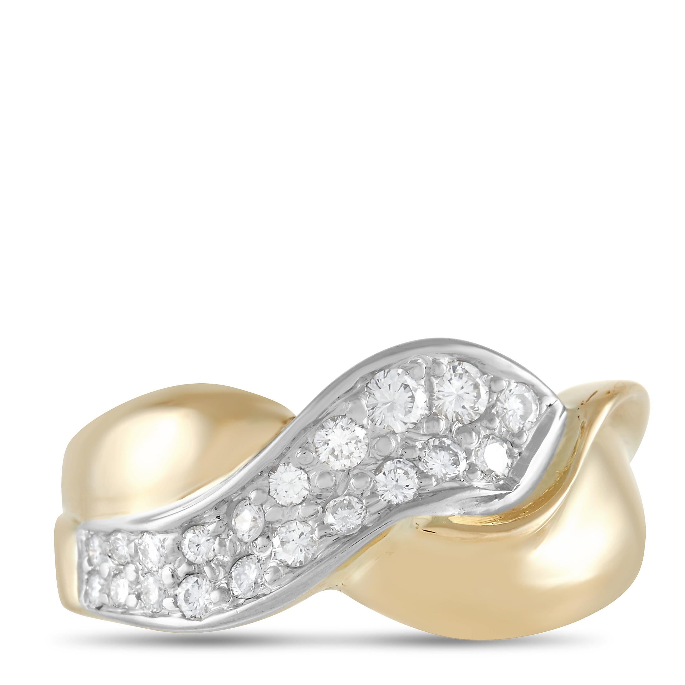 Round Cut Chaumet 18K Yellow Gold 0.30 Ct Diamond Cocktail Ring