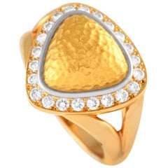 Chaumet Anello da cocktail con diamante aureolato in oro giallo 18 carati da 0,40 carati CH28-012524
