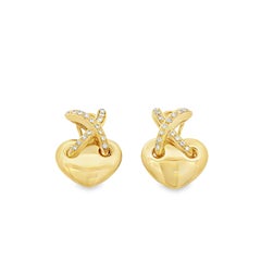 Pendientes de clip de Chaumet con forma de corazón, de oro amarillo de 18 quilates y diamantes redondos brillante de 0,60 ct en total