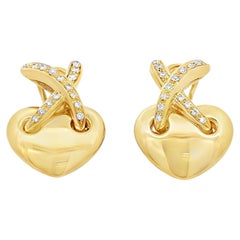 Pendientes de clip de Chaumet con forma de corazón, de oro amarillo de 18 quilates y diamantes redondos brillante de 0,60 ct en total