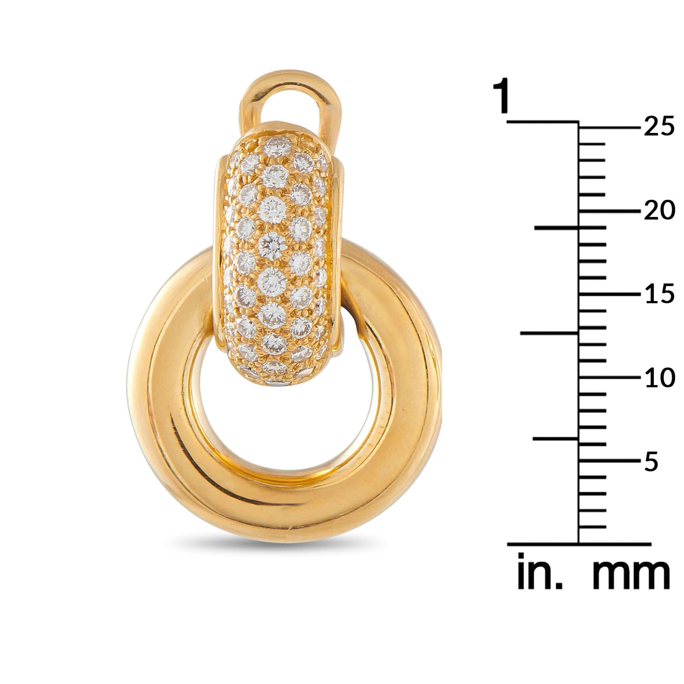 Chaumet Boucles d'oreilles en or jaune 18 carats avec 1,0 ct de diamant CH13-070925 Excellent état - En vente à Southampton, PA