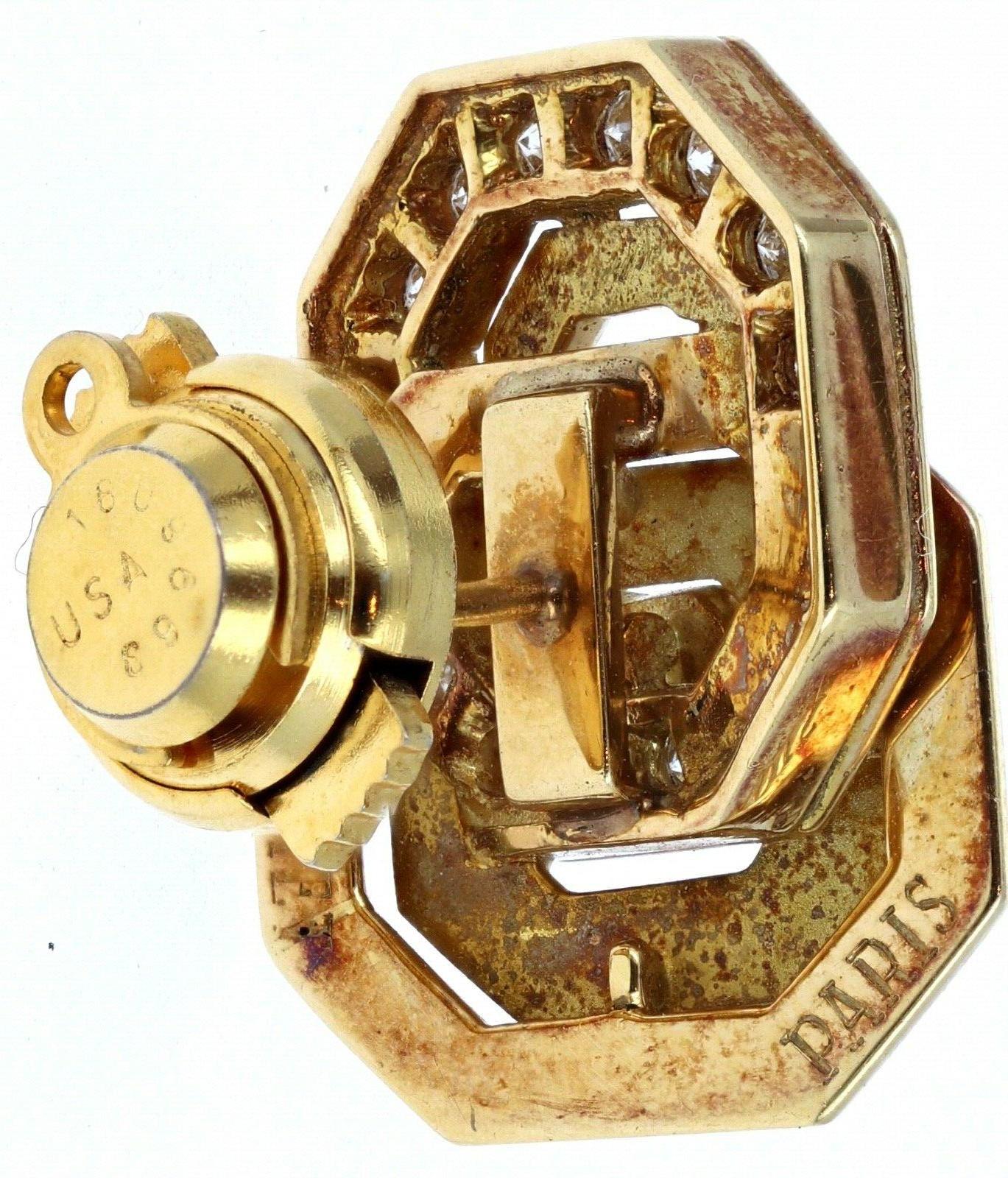 Women's or Men's Chaumet 18 Karat Yellow Gold and Diamond Pin 8.1g