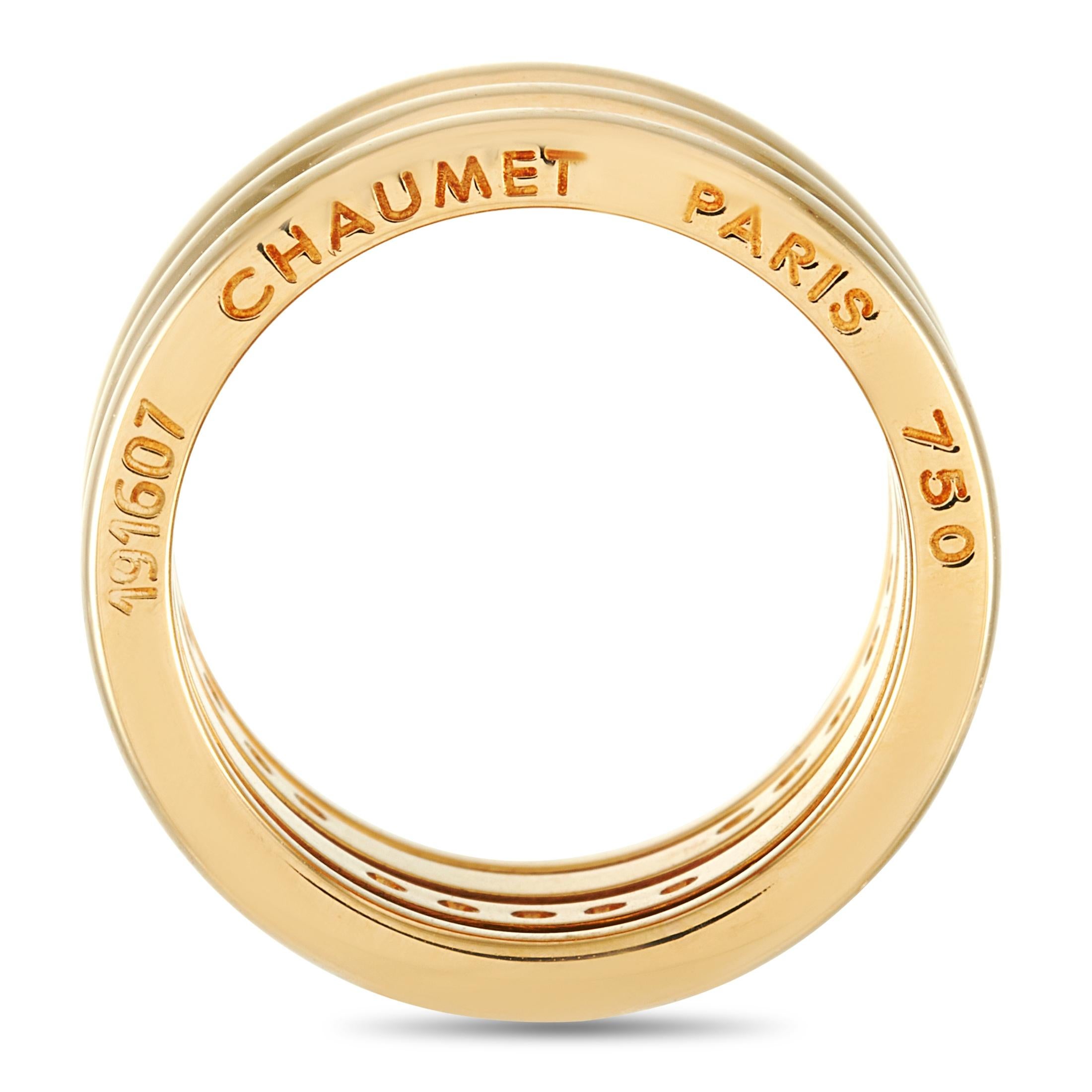 Round Cut Chaumet 18 Karat Yellow Gold Diamond Ring