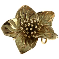 Chaumet 18 Karat Yellow Gold Flower Brooch 15.7g