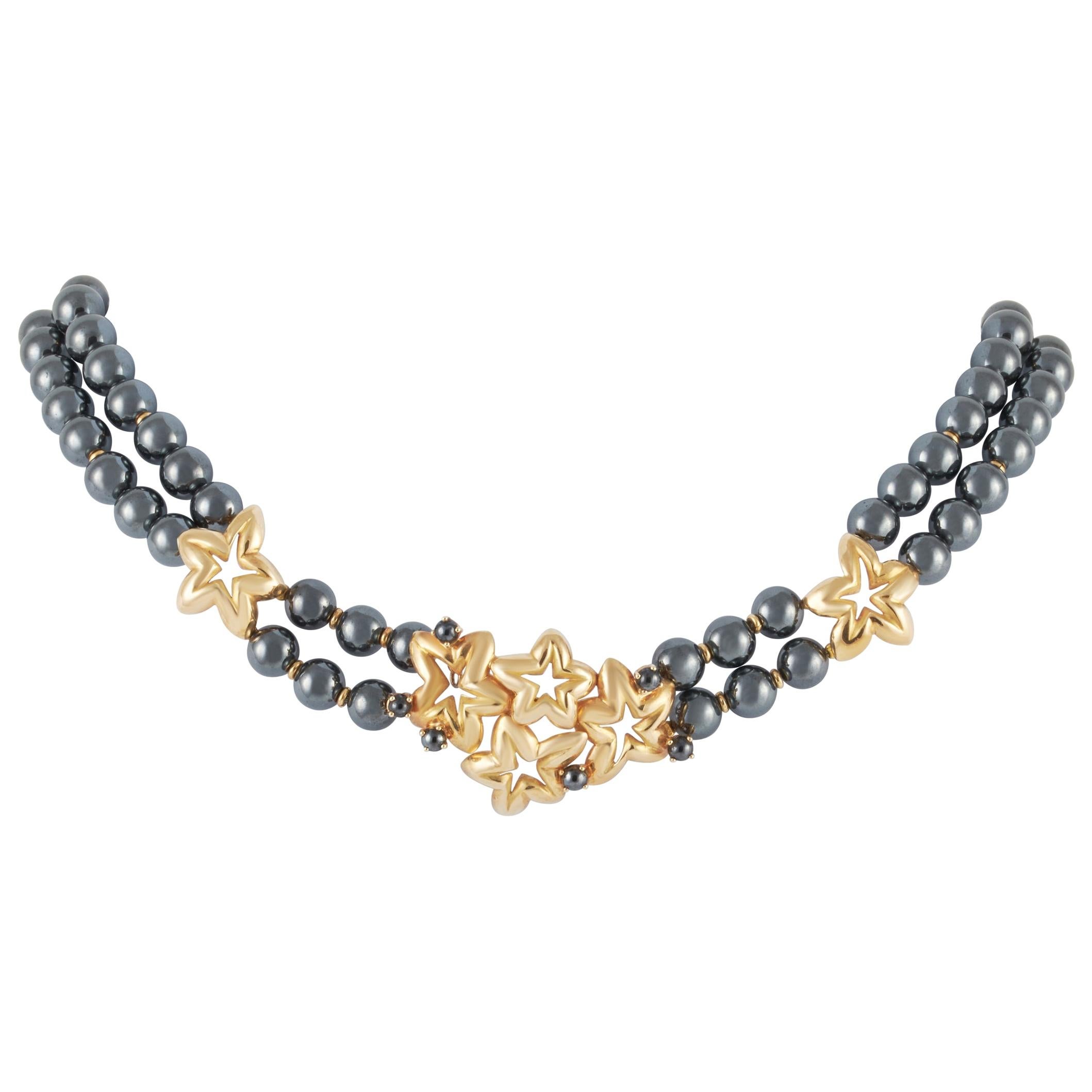 Chaumet 18k Yellow Gold Hematite Star Necklace