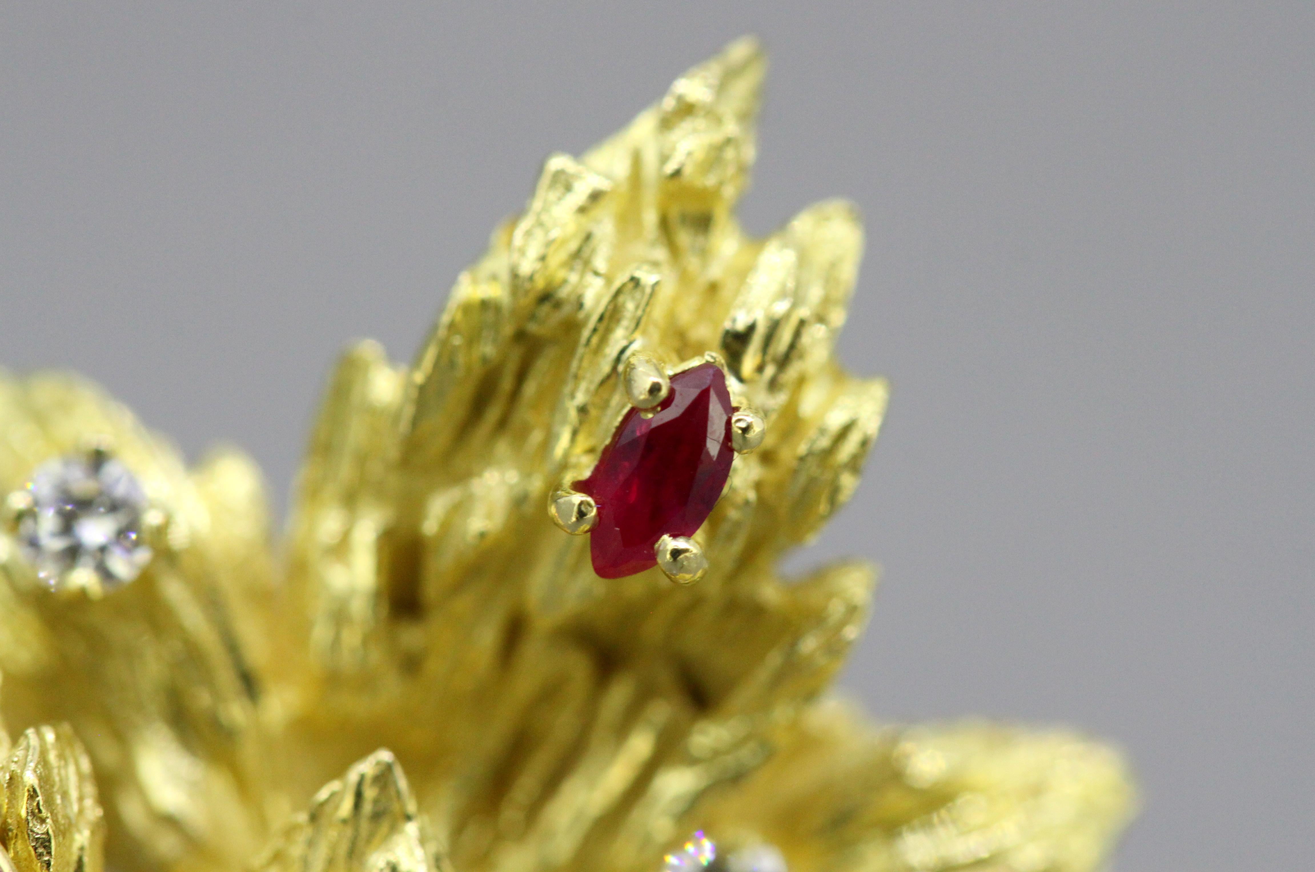 Chaumet, 18 Karat Yellow Gold Ladies Clip-On Earrings with Rubies and Diamonds 3