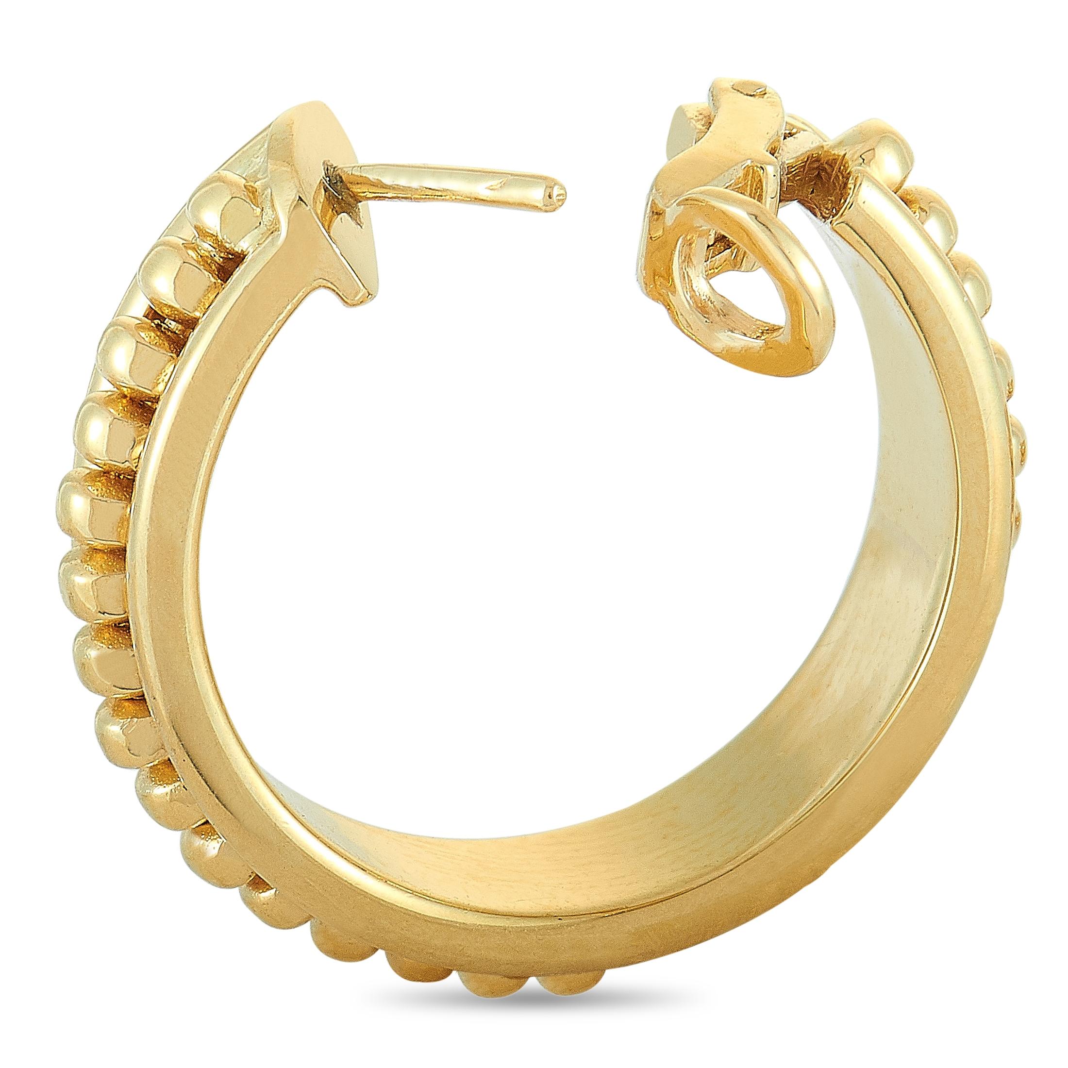 Women's Chaumet 18 Karat Yellow Gold Omega Back Hoop Earrings