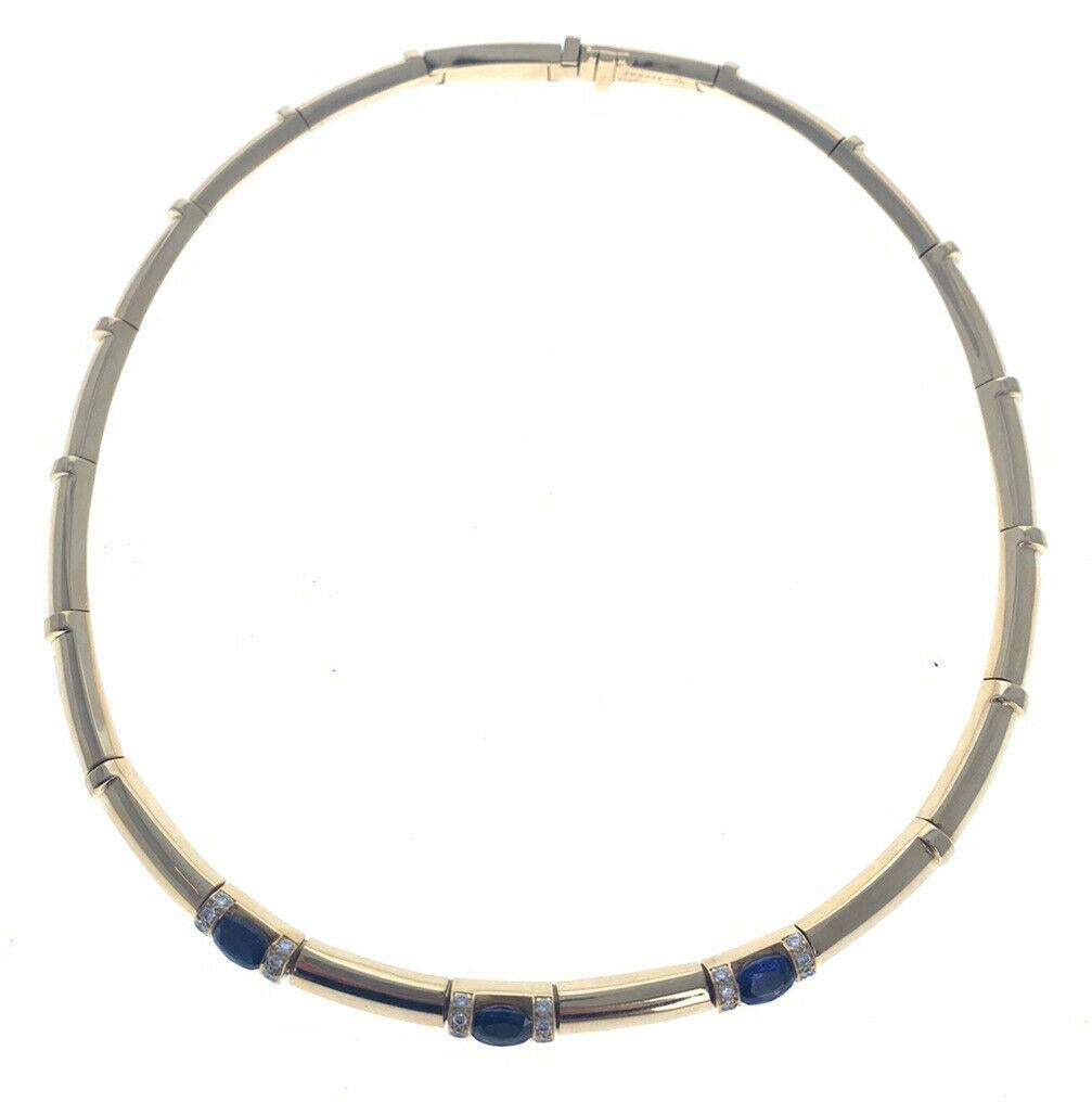 Chaumet 18 Karat Yellow Gold, Sapphire and Diamond Necklace 2.80 Carat 68.8g In Good Condition In Beverly Hills, CA
