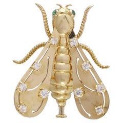 Chaumet 18kt Gold Insect Brooch with Diamonds and Emerald Eyes