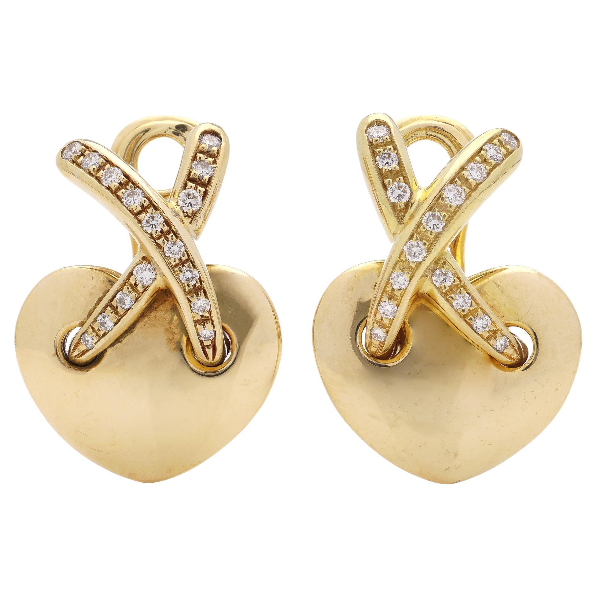 Chaumet 18kt. yellow gold pair of heart-shaped clip-on earrings