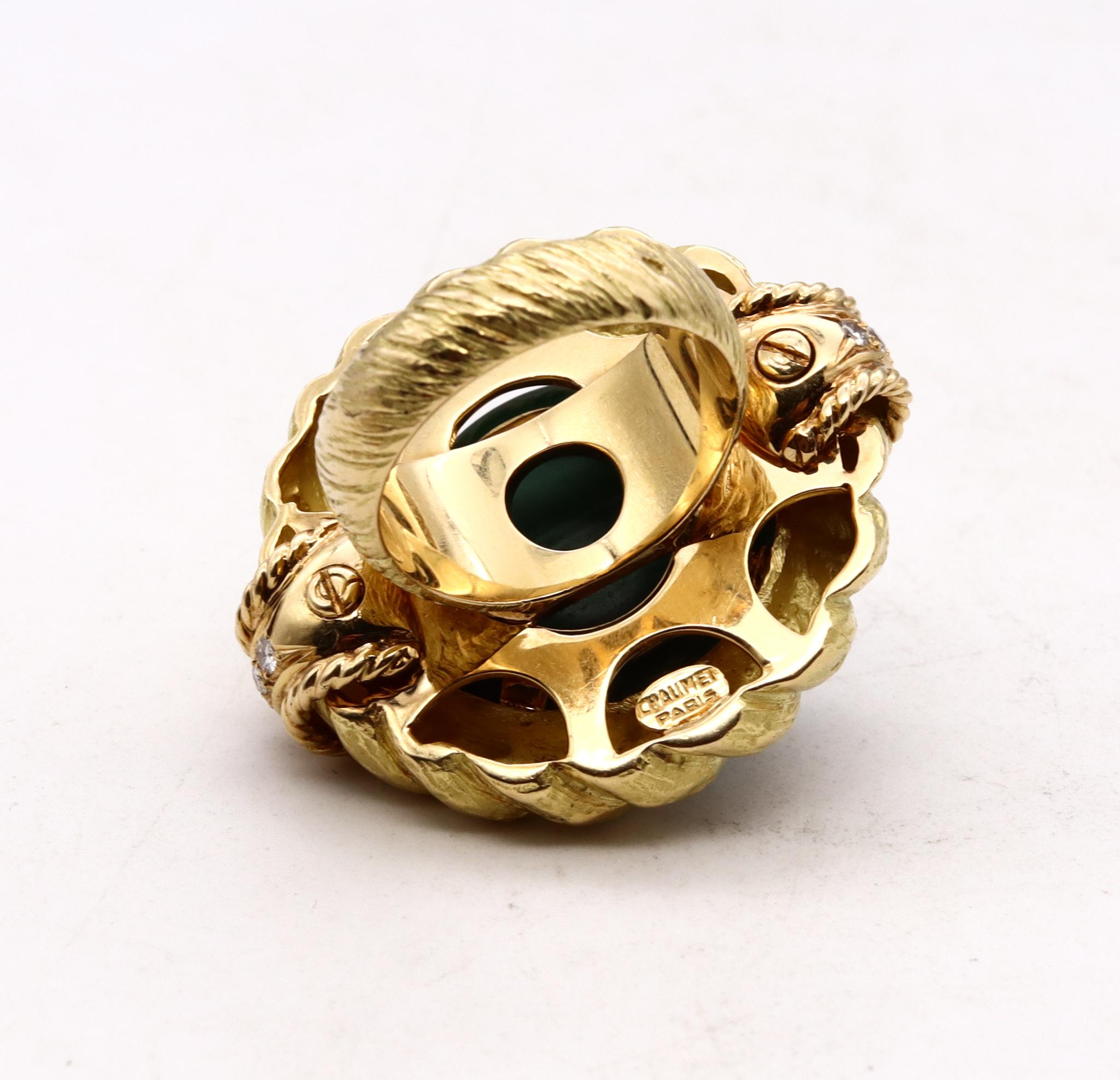 Chaumet Paris Parure complète en or 18 carats avec 62,56 carats de diamants et malachite, 1960 Pour femmes en vente