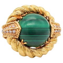 CHAUMET 1970 Paris Cocktail Ring In 18Kt With 15.70 Cts In Diamonds & Malachite