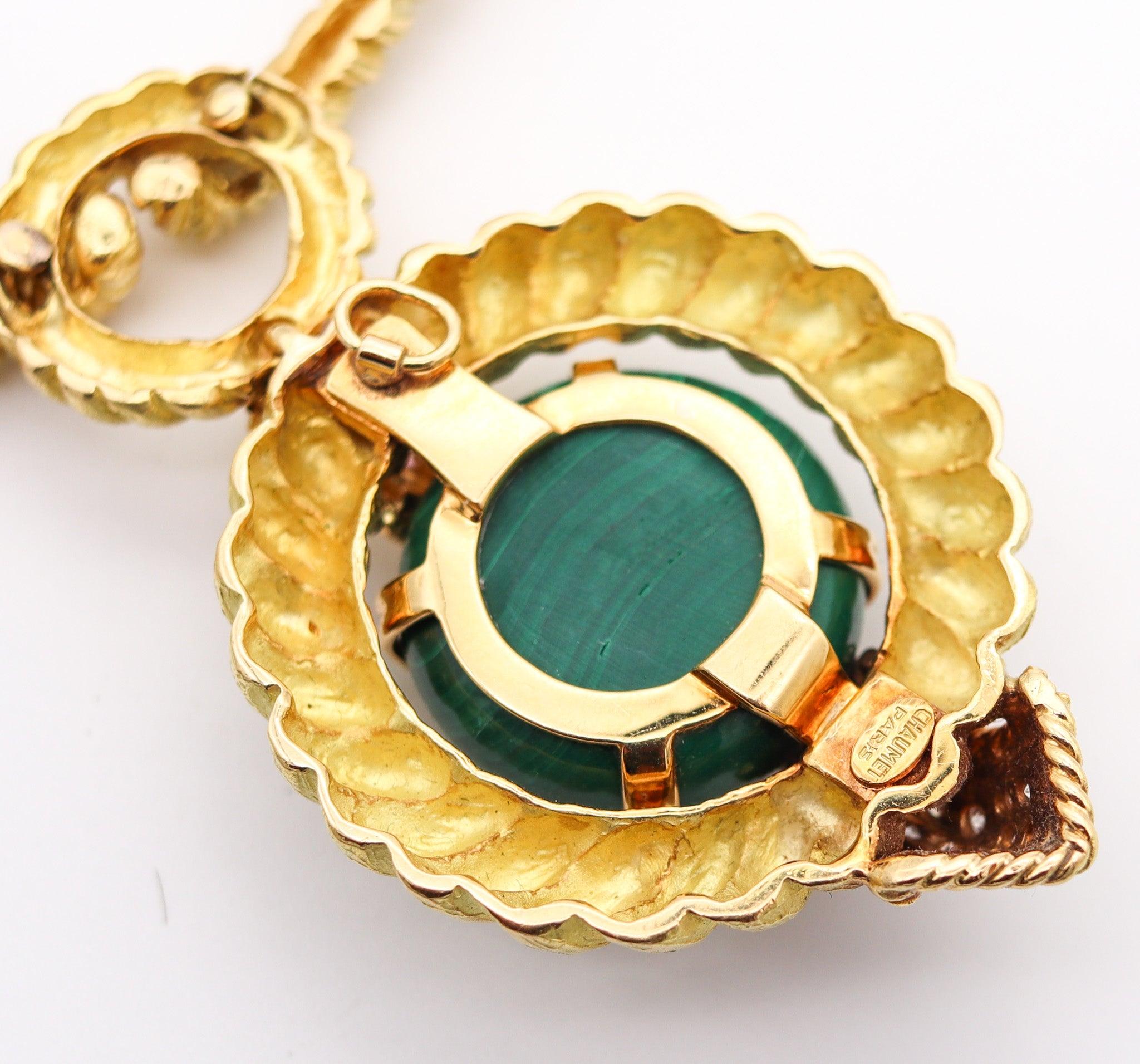 CHAUMET 1970 Paris Collar Necklace In 18Kt With 26.40 Cts Diamonds & Malachite 5