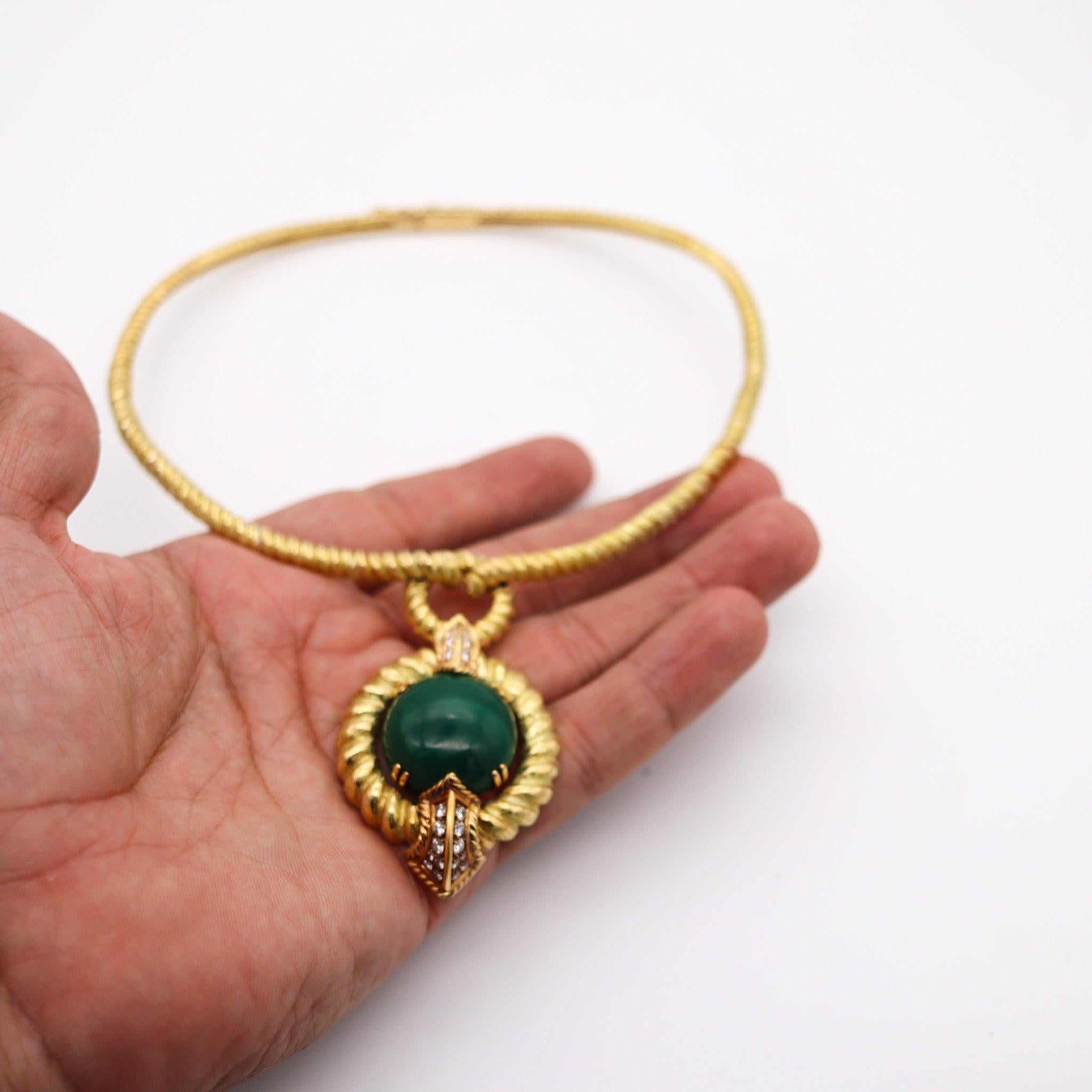 CHAUMET 1970 Paris Collar Necklace In 18Kt With 26.40 Cts Diamonds & Malachite 8