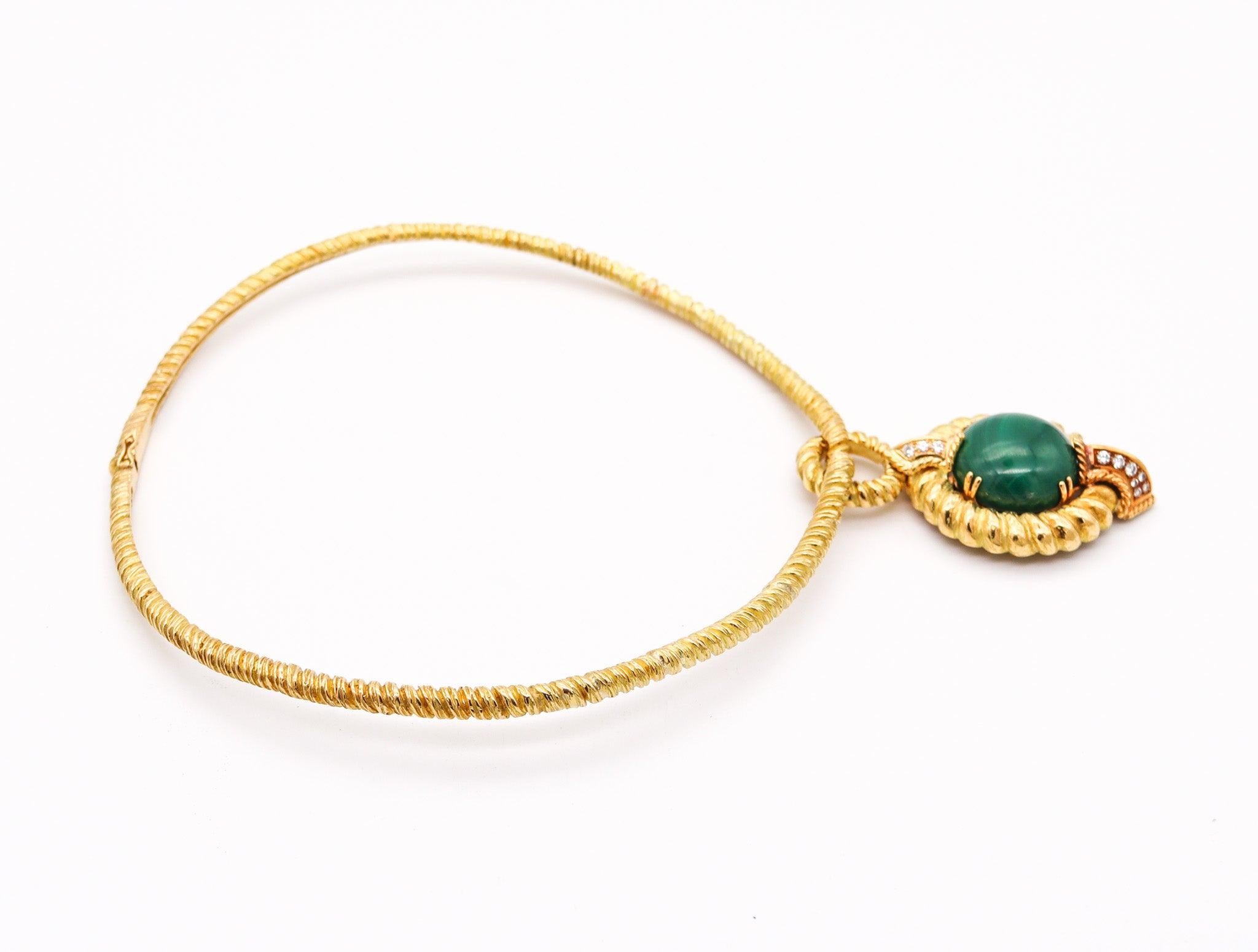 Women's CHAUMET 1970 Paris Collar Necklace In 18Kt With 26.40 Cts Diamonds & Malachite