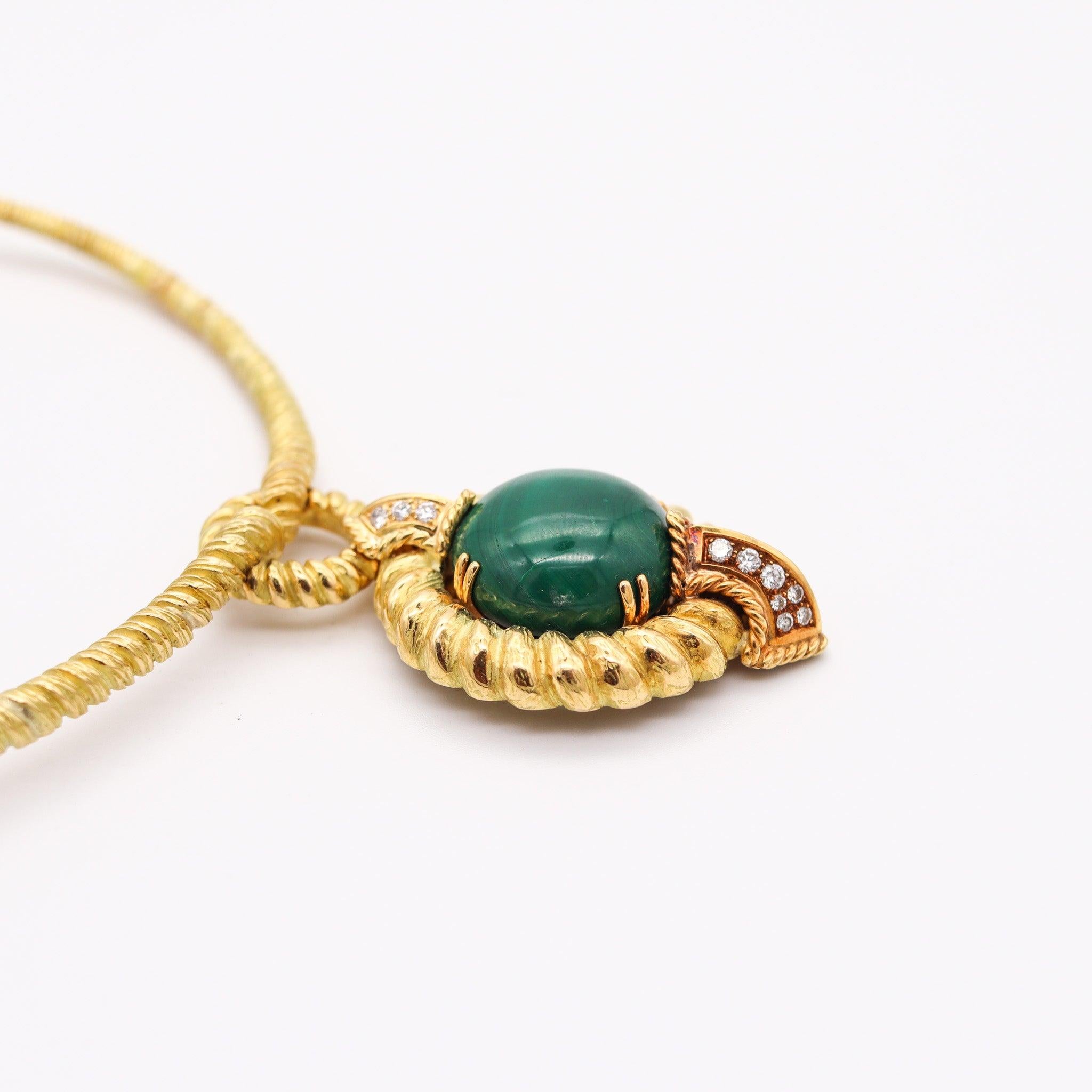 CHAUMET 1970 Paris Collar Necklace In 18Kt With 26.40 Cts Diamonds & Malachite 1