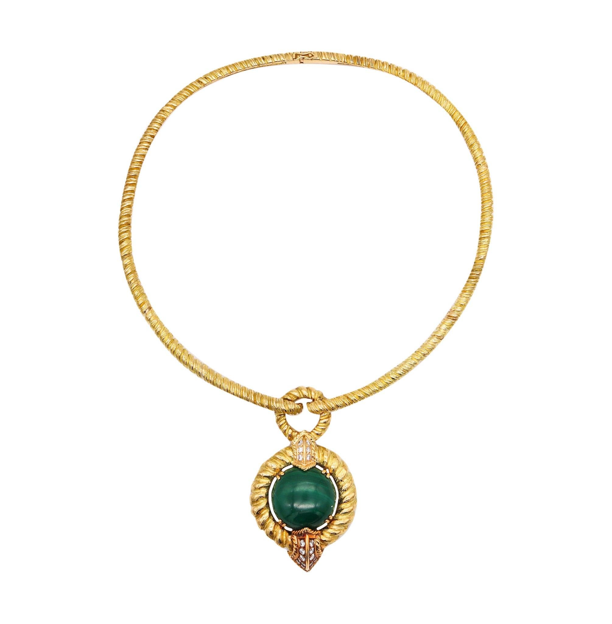 CHAUMET 1970 Paris Collar Necklace In 18Kt With 26.40 Cts Diamonds & Malachite 2