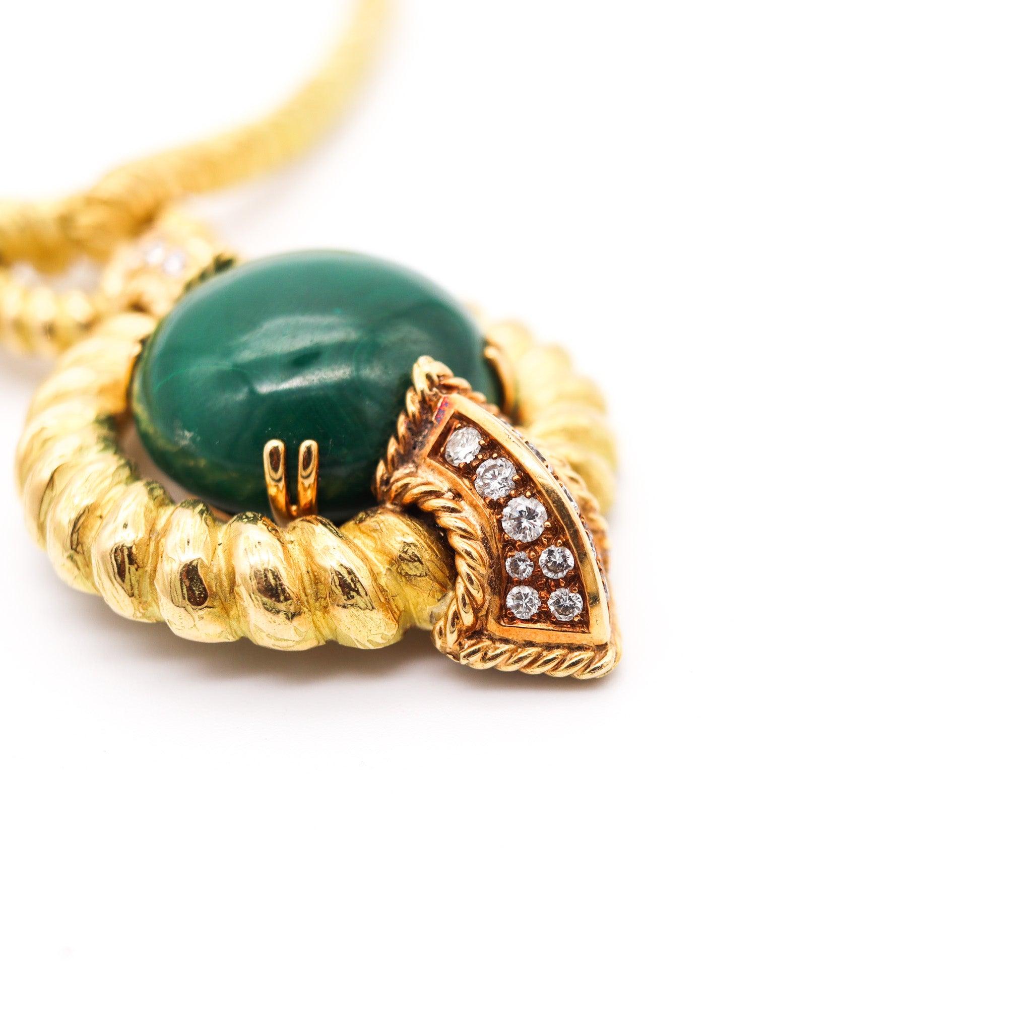 CHAUMET 1970 Paris Collar Necklace In 18Kt With 26.40 Cts Diamonds & Malachite 3