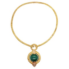 CHAUMET 1970 Paris Collar Necklace In 18Kt With 26.40 Cts Diamonds & Malachite