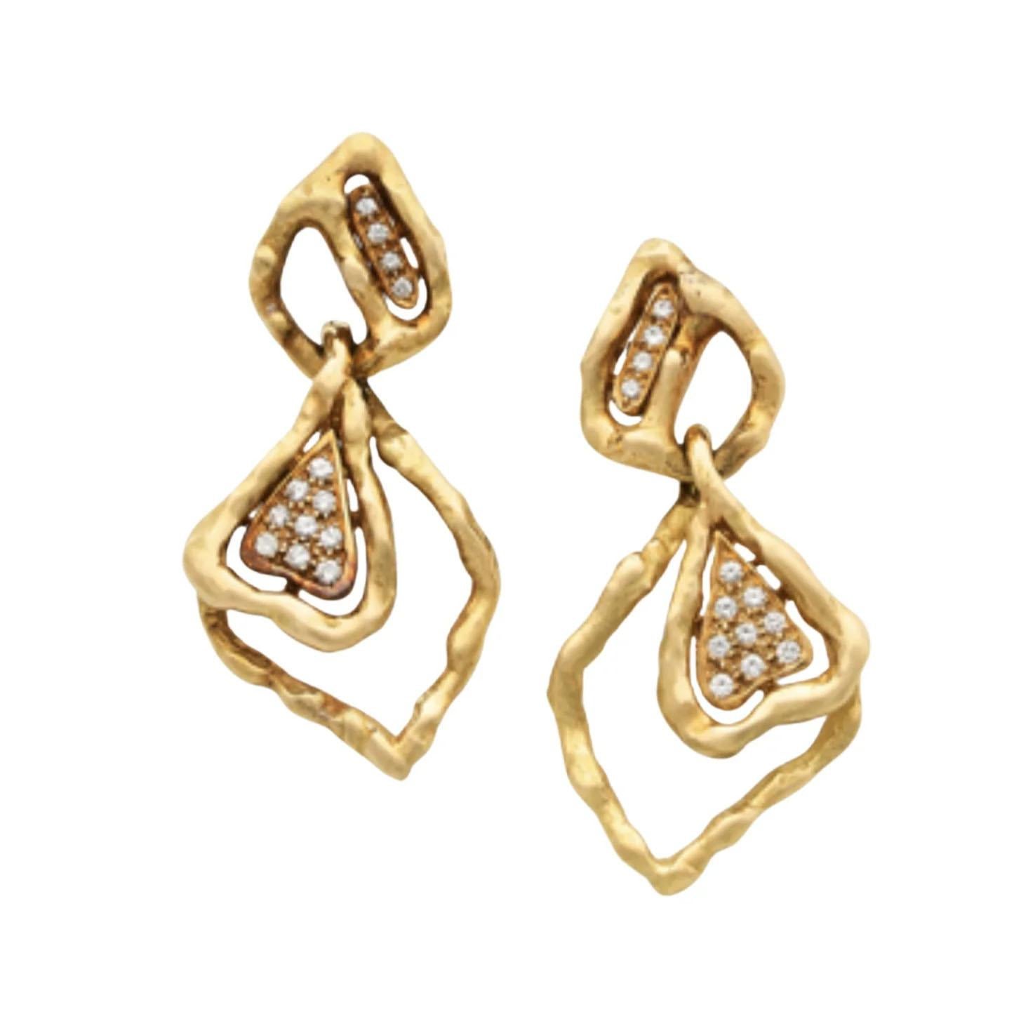 Chaumet 1970, fermagli per orecchie in oro 18 ct e diamanti