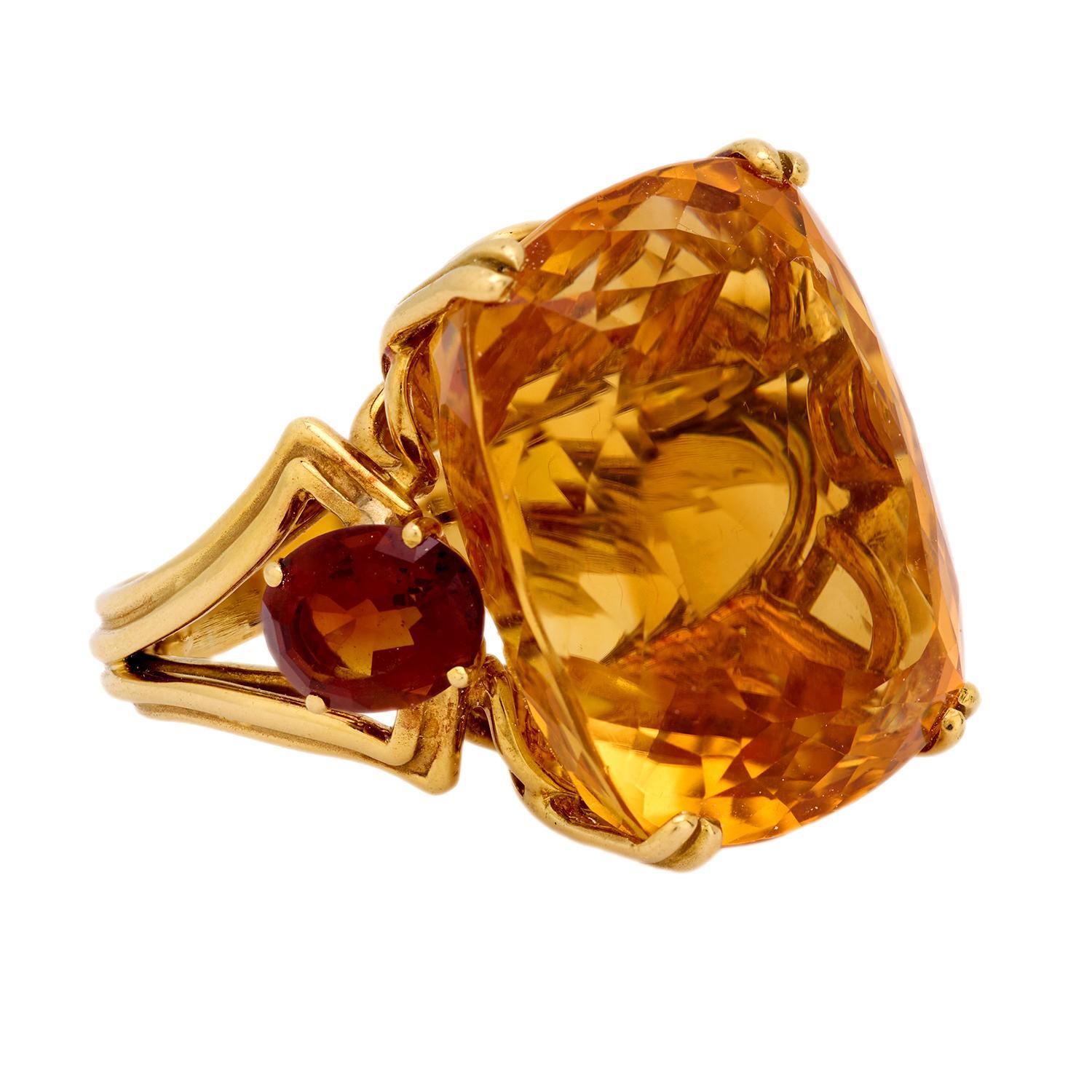 Chaumet, bague cocktail en or jaune 18 carats avec citrine 45,50 carats Bon état - En vente à Beverly Hills, CA