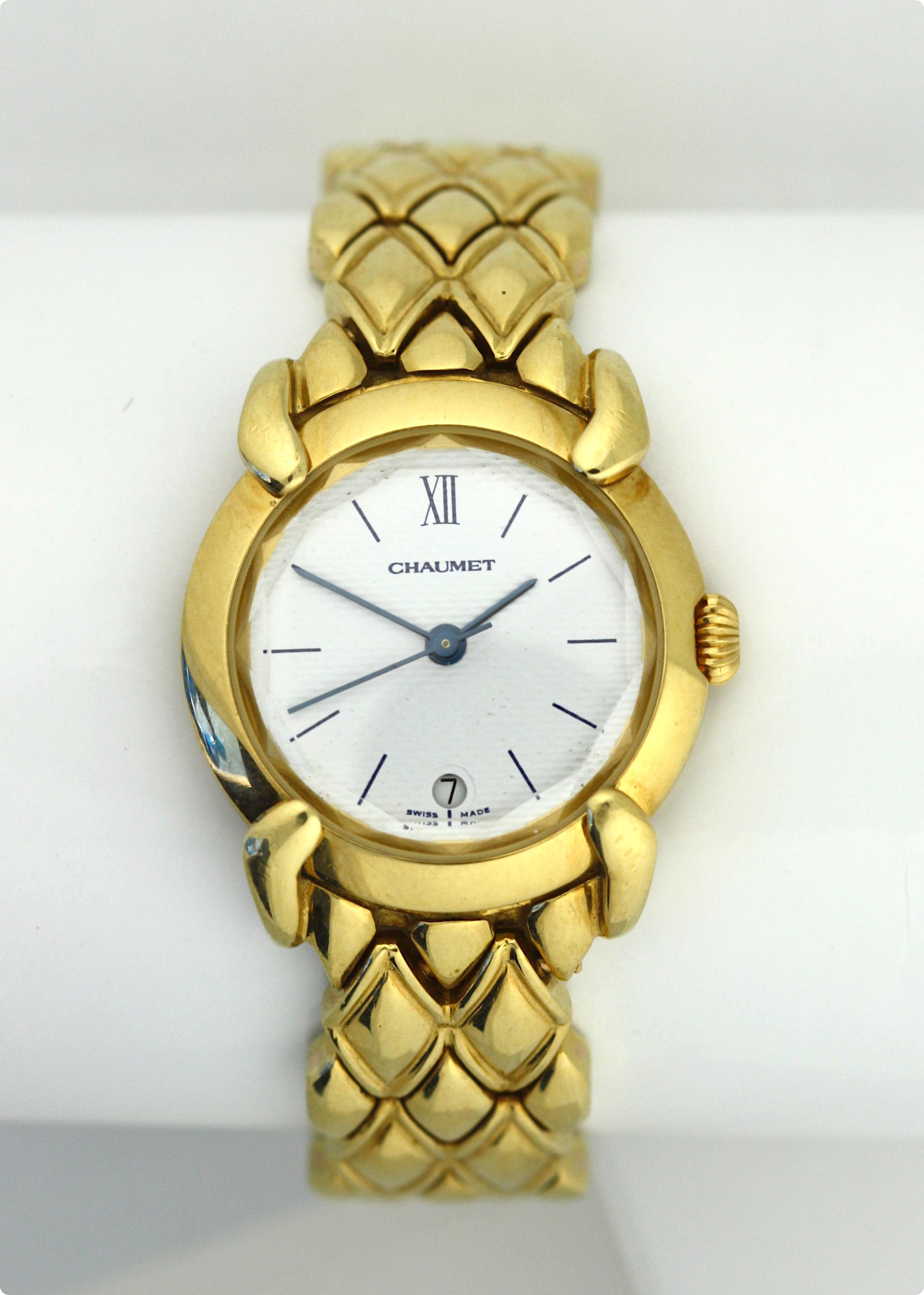 Chaumet, montre-bracelet pour femme en or jaune 18 carats en vente 4