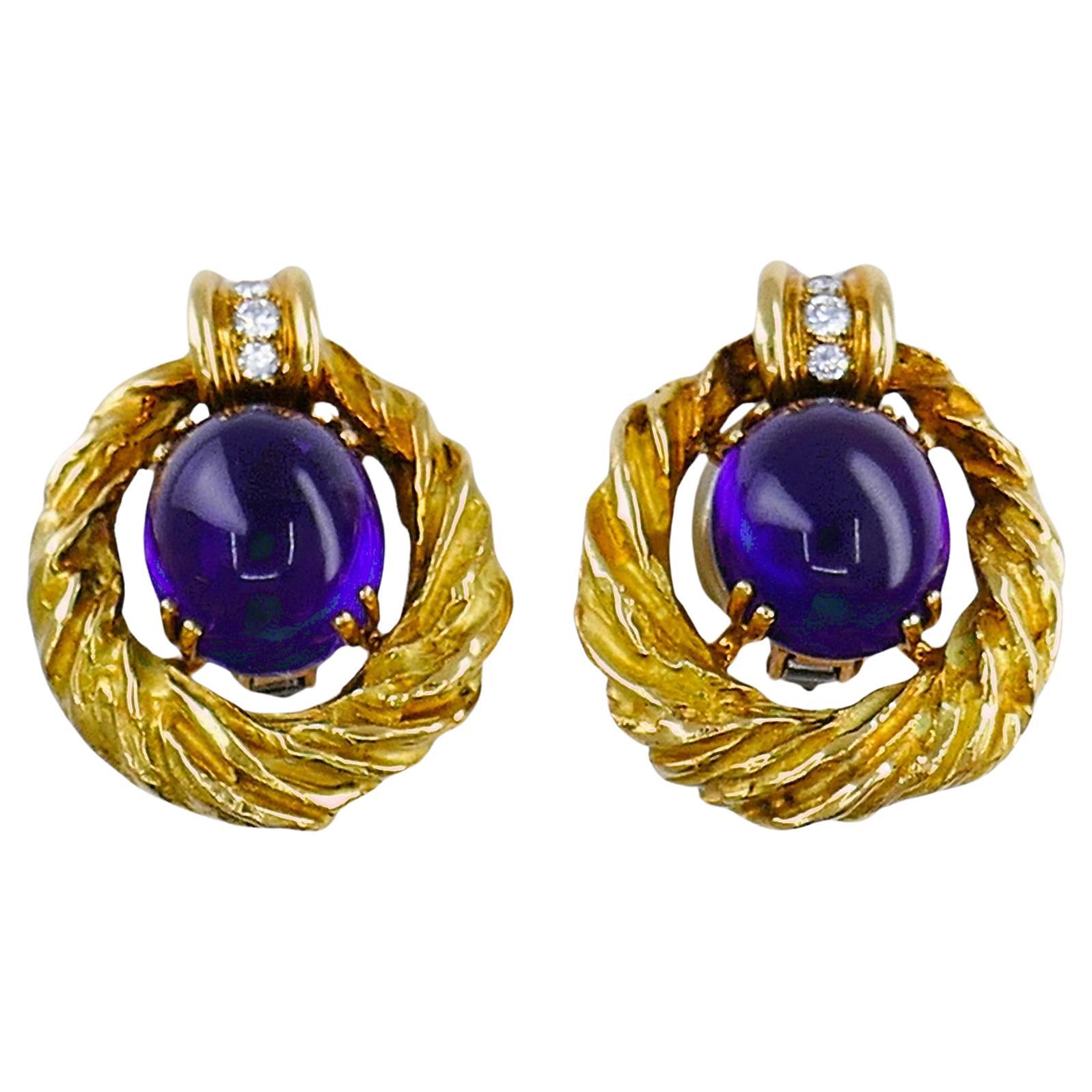 Chaumet Amethyst Diamond 18k Gold Vintage Set Estate Jewelry Pour femmes en vente