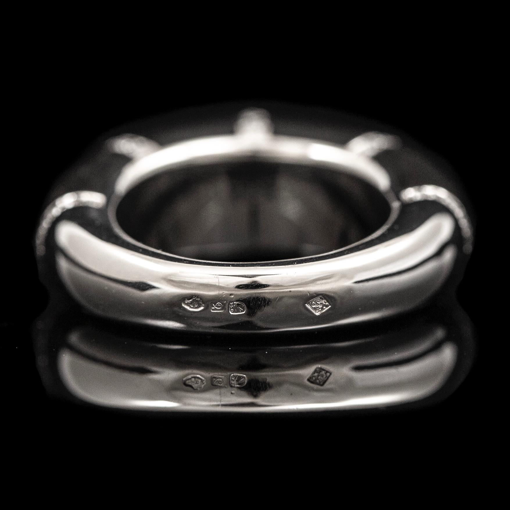 Chaumet Anneau Diamond Black Ebony Cocktail Ring 18k White Gold French 1990s For Sale 1