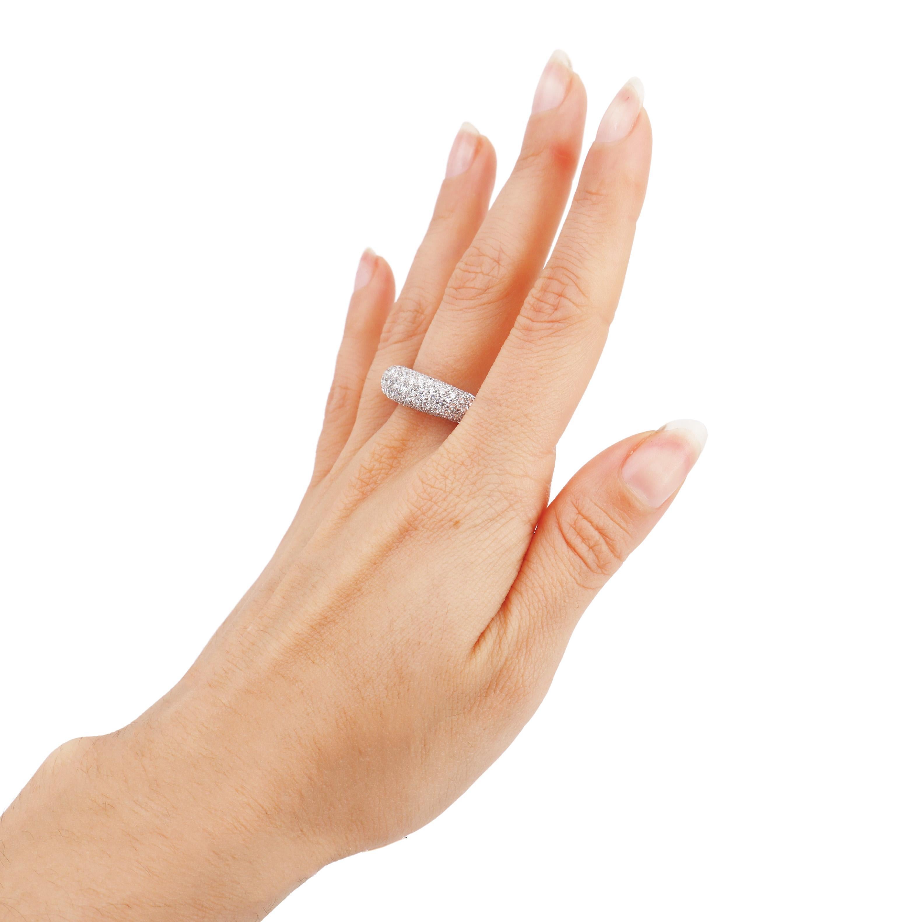 CHAUMET Anneau Paris 18kt White Gold Dome Ring with Diamonds For Sale 5