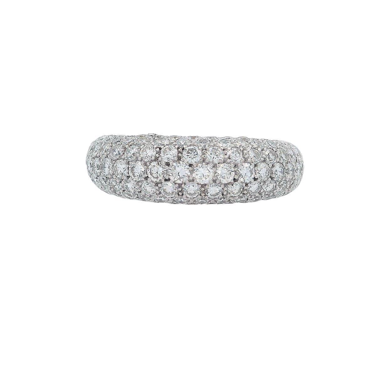 Brilliant Cut CHAUMET Anneau Paris 18kt White Gold Dome Ring with Diamonds For Sale