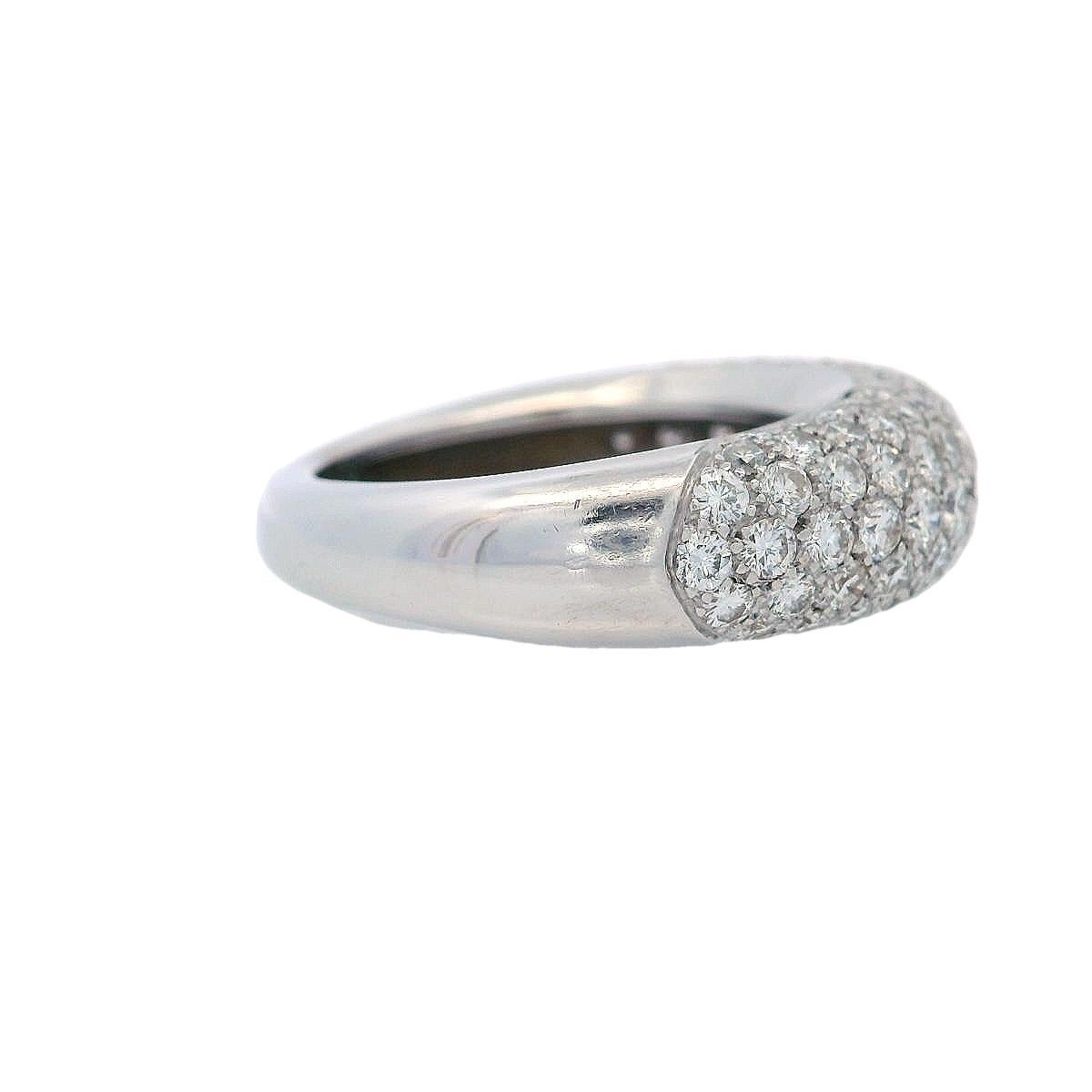 Women's or Men's CHAUMET Anneau Paris 18kt White Gold Dome Ring with Diamonds For Sale