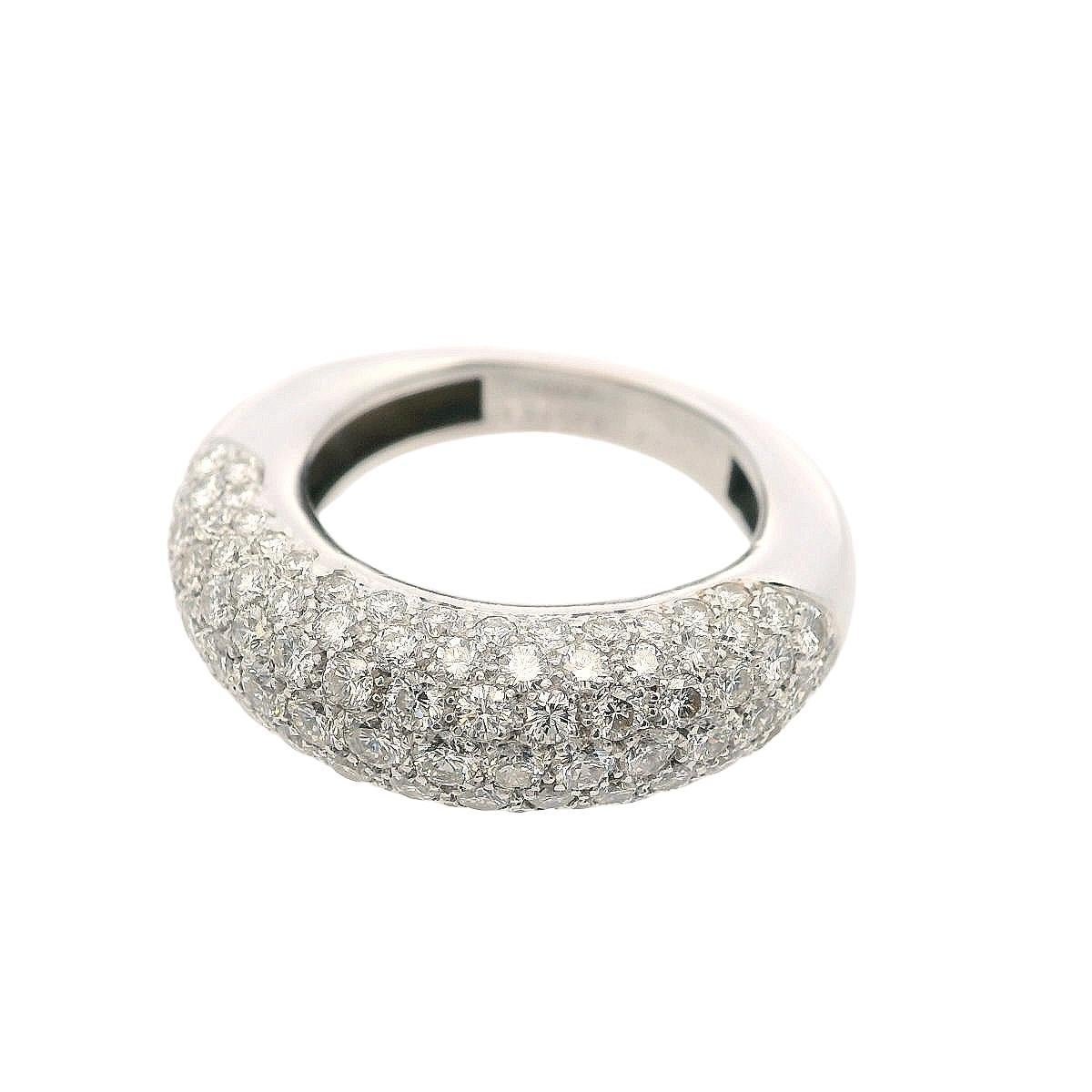 CHAUMET Anneau Paris 18kt White Gold Dome Ring with Diamonds For Sale 2