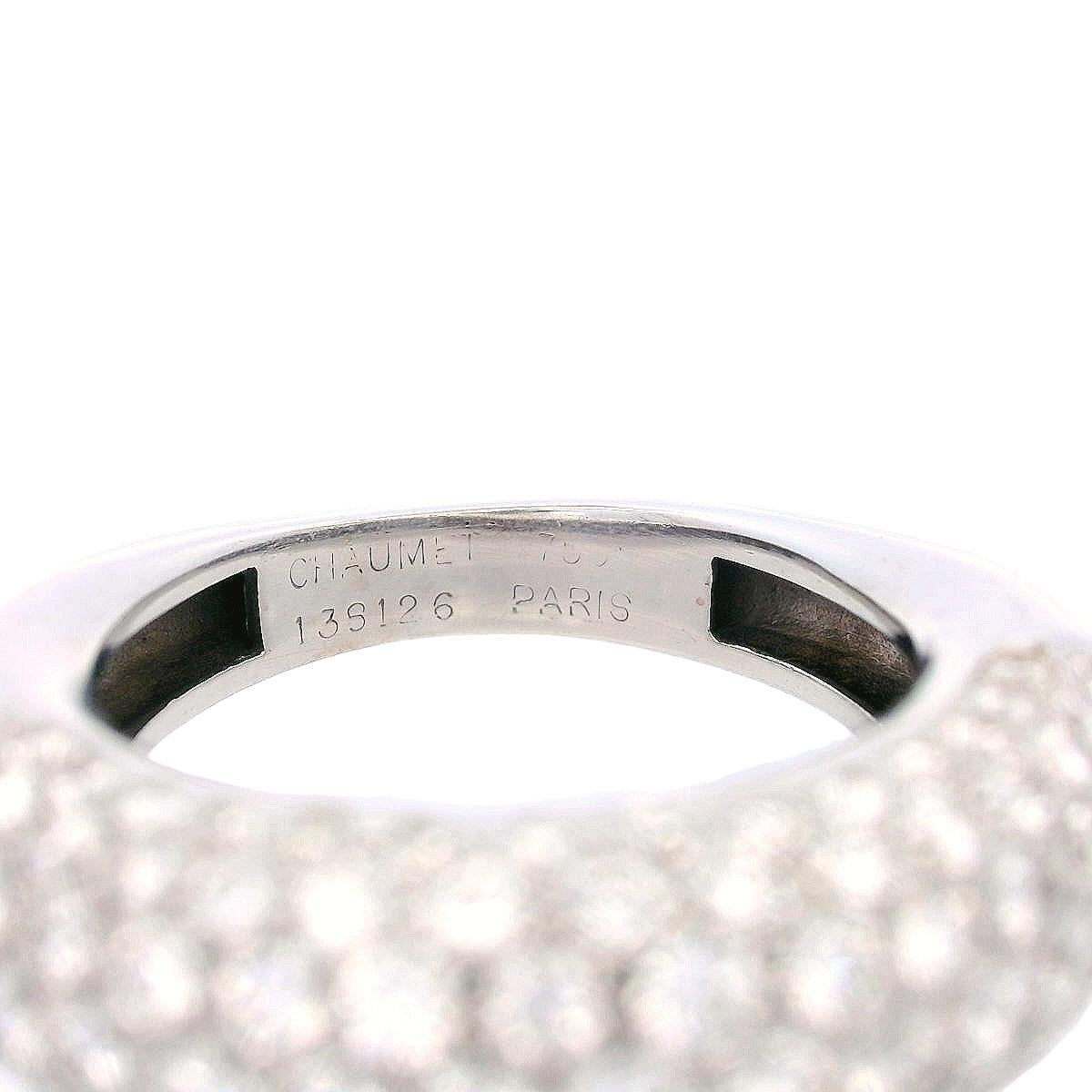 CHAUMET Anneau Paris 18kt White Gold Dome Ring with Diamonds For Sale 4
