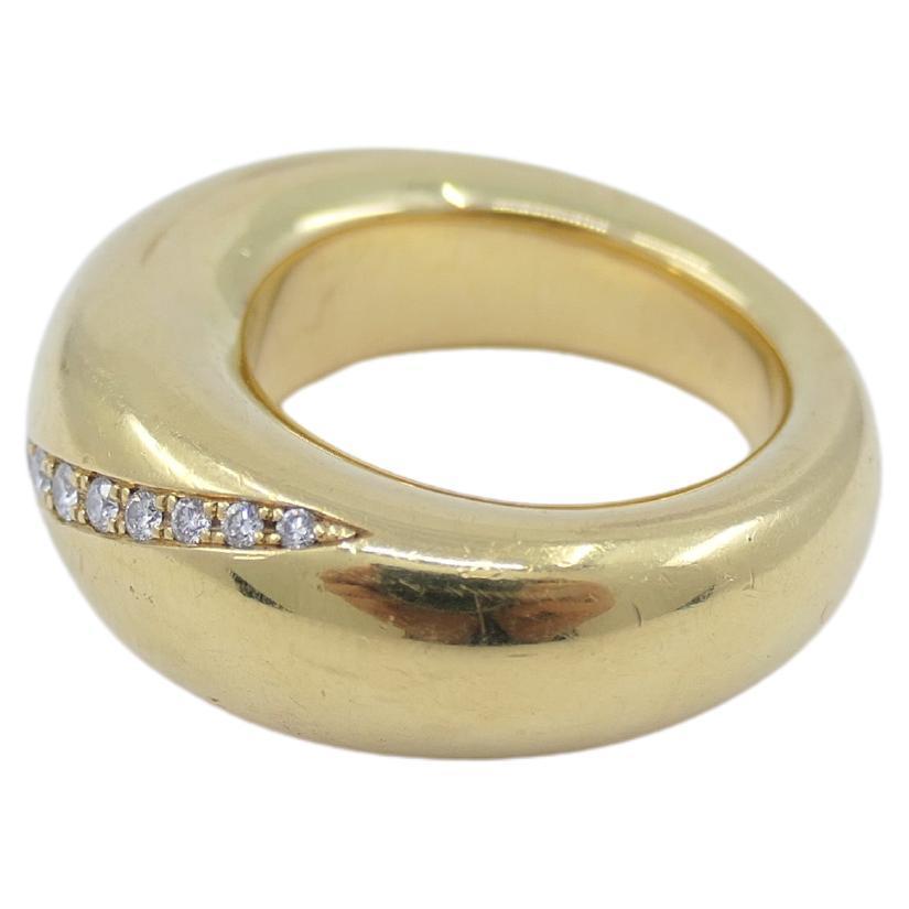 Round Cut Chaumet Anneau Ring Diamond Gold Band For Sale