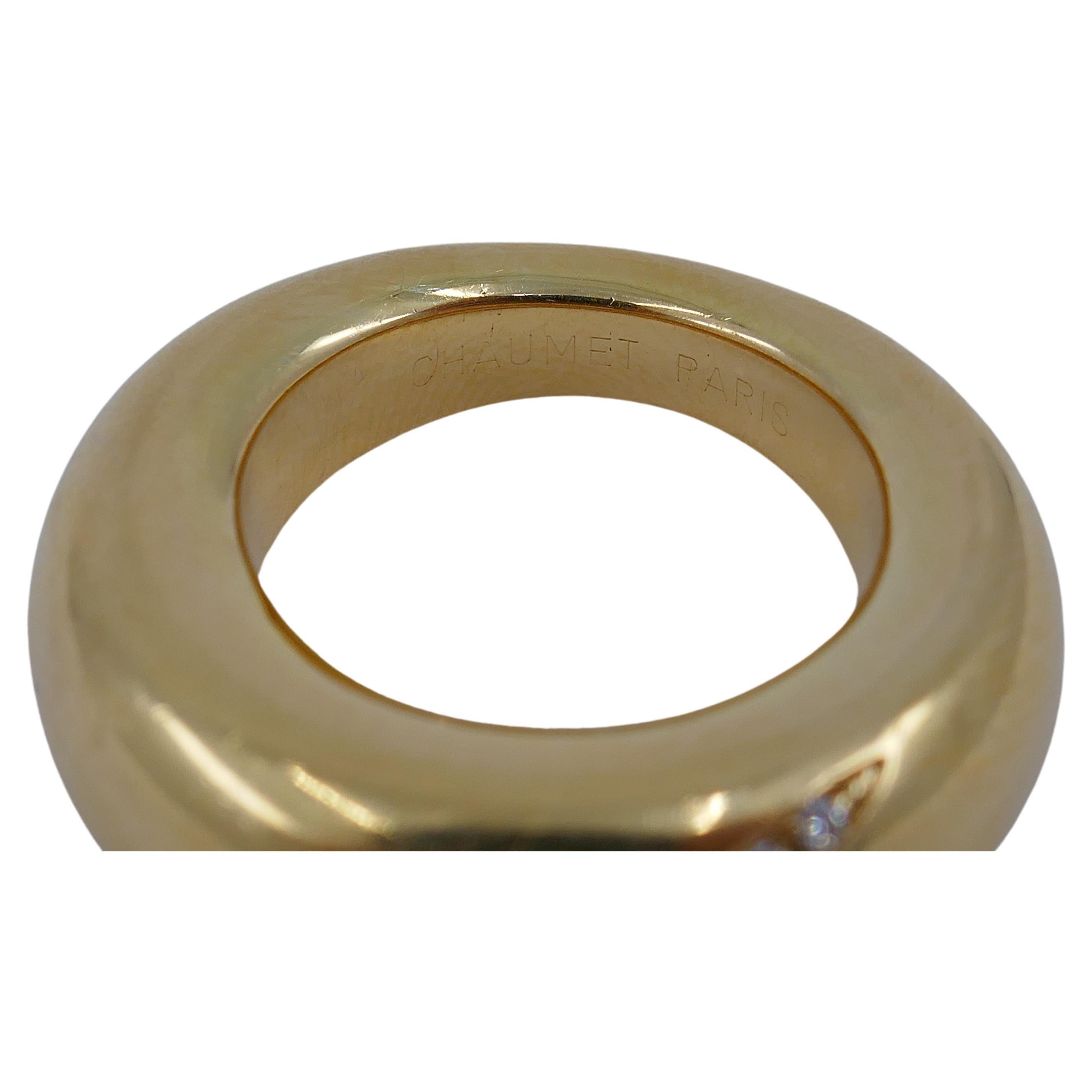 Round Cut Chaumet Anneau Ring Diamond Gold Band For Sale