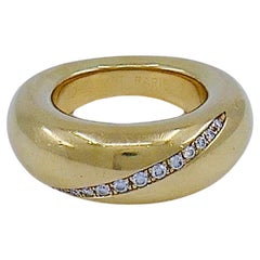 Vintage Chaumet Anneau Ring Diamond Gold Band