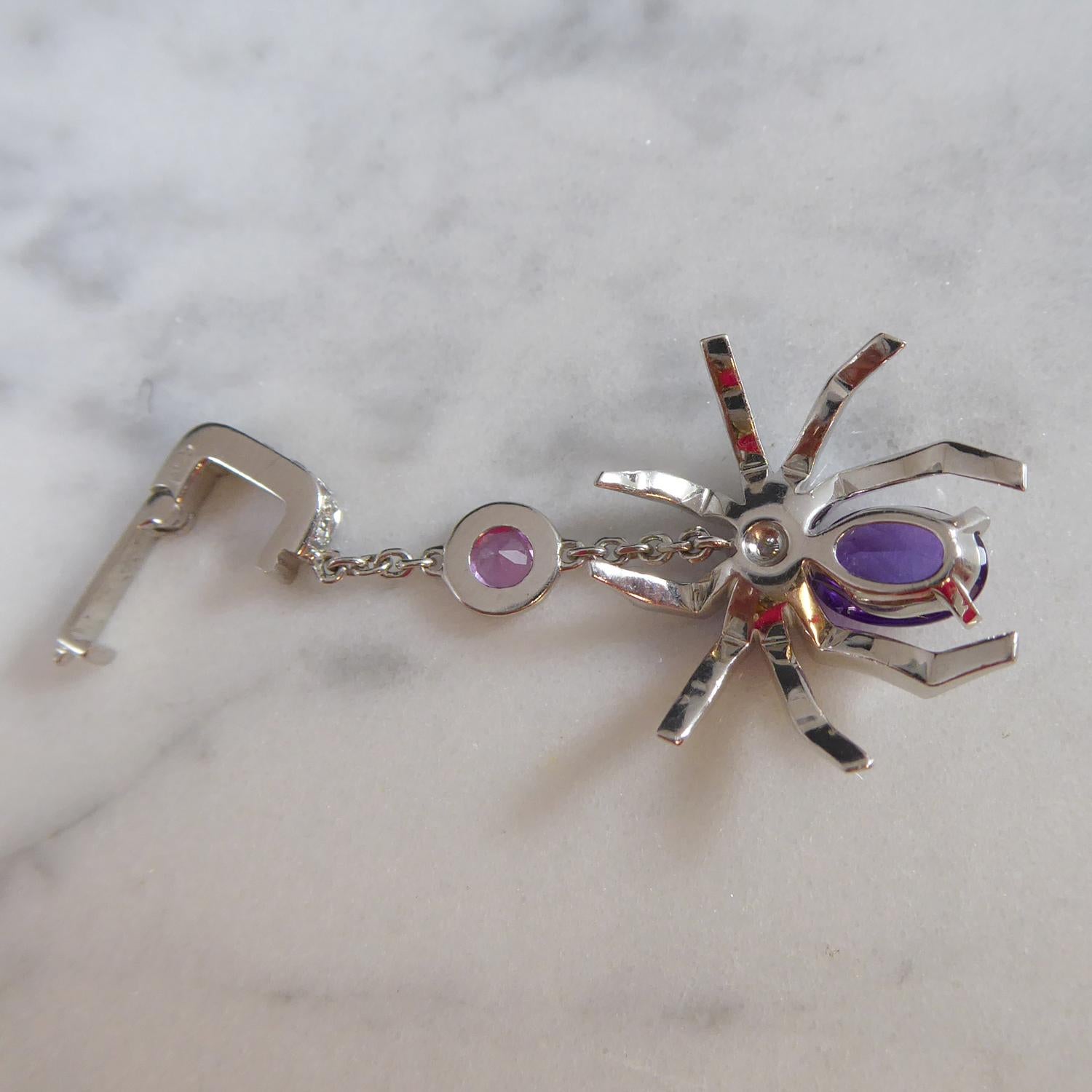 Chaumet Attrape-Moi Earrings, Diamond Set Spider's Web with Amethyst Spider 2