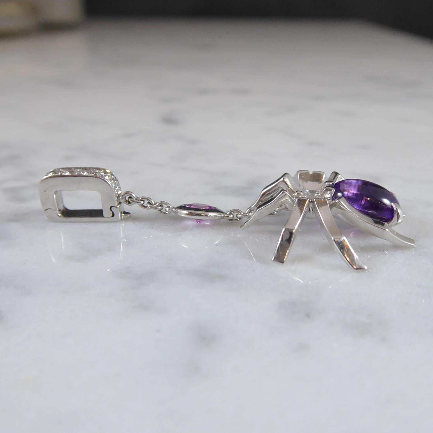 Women's Chaumet Attrape-Moi Earrings, Diamond Set Spider's Web with Amethyst Spider