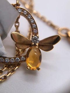 Chaumet Attrape-Moi Gold Diamond Citrine Bee Heart Necklace